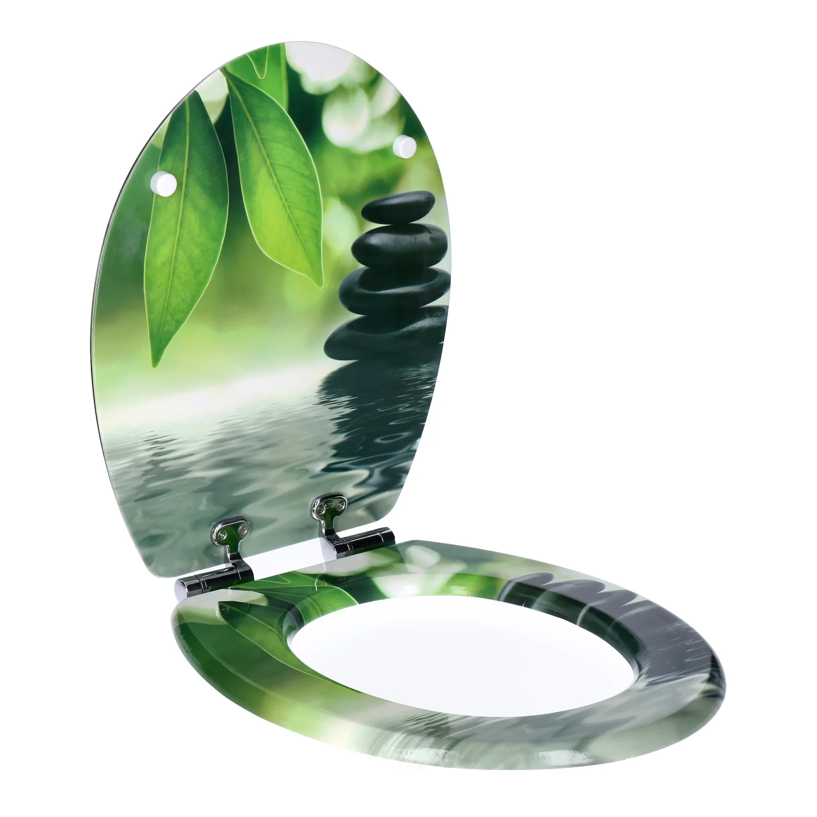 TP WC-Sitz mit Absenk-Automatik, Motiv, Soft-Close Holz-Kern, ovale O-Form, EU-Größe, bis 120 kg Green Stone - Image 2