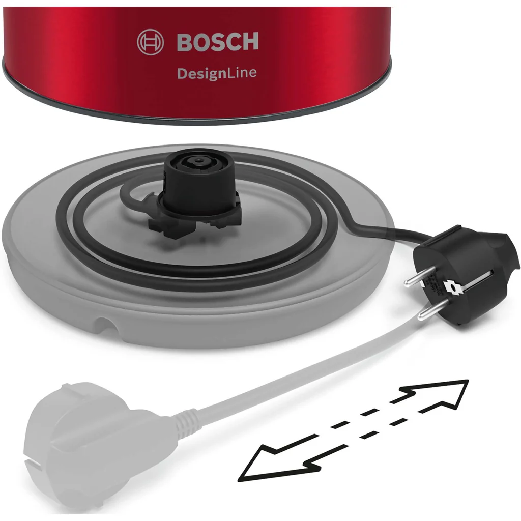 Bosch DesignLine TWK3P424 Wasserkocher 1,7L 2400W Rot, Grau - Image 3