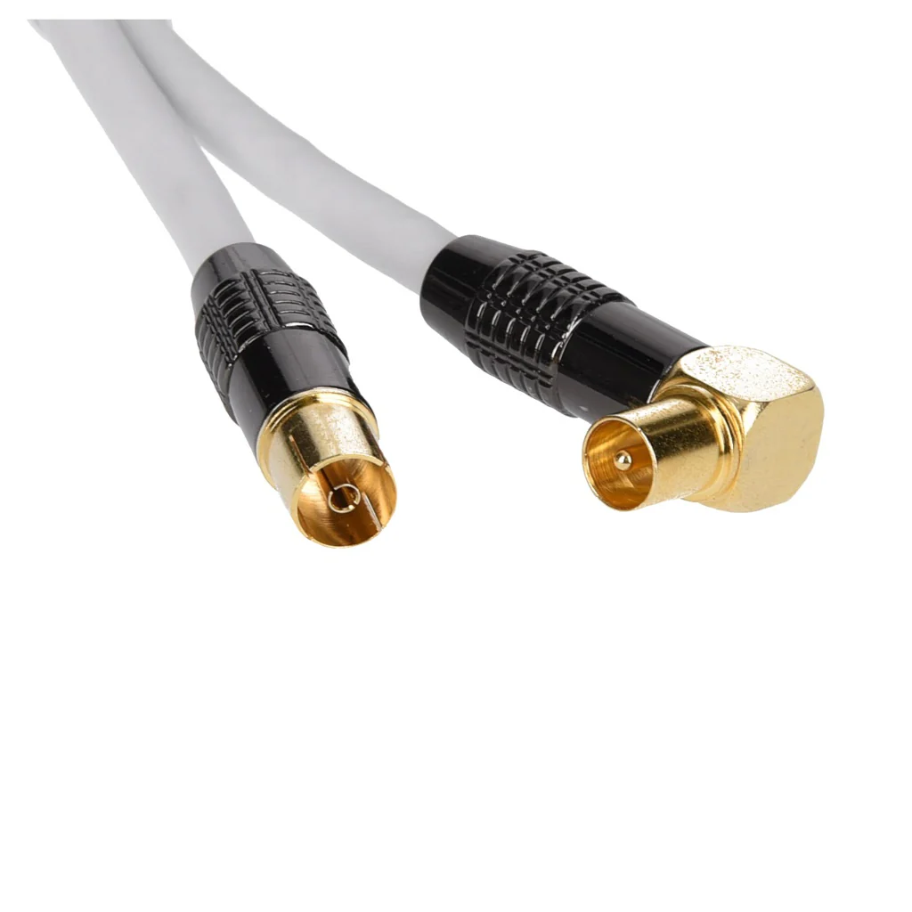 TP Antennenkabel, DVB TV Kabel mit Koax Stecker 90° gewinkelt, in Weiß, 5m - Image 2