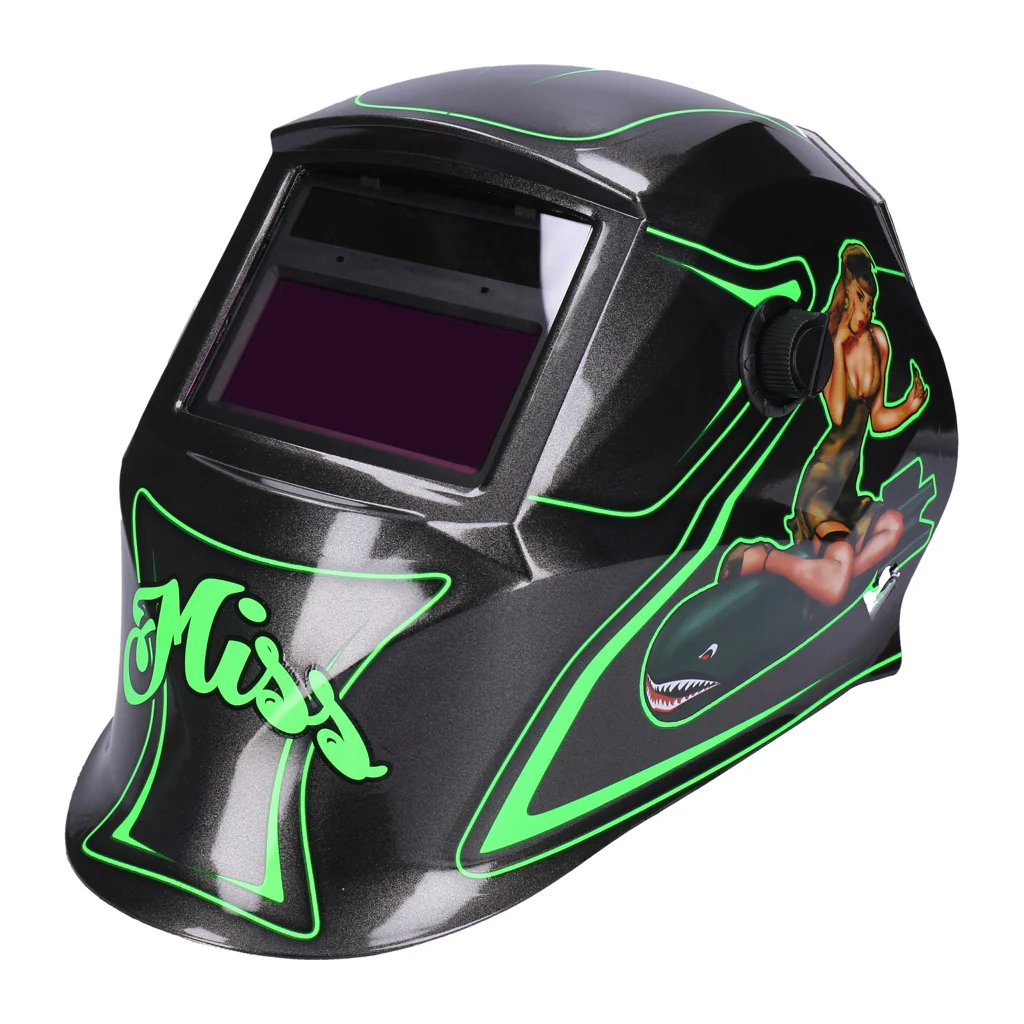 TP Automatik Solar Schweißhelm mit UV-Schutz, auto Verdunkelung, Feuerhemmend, schnelle Schaltzeiten- Green Miss (1606-A)