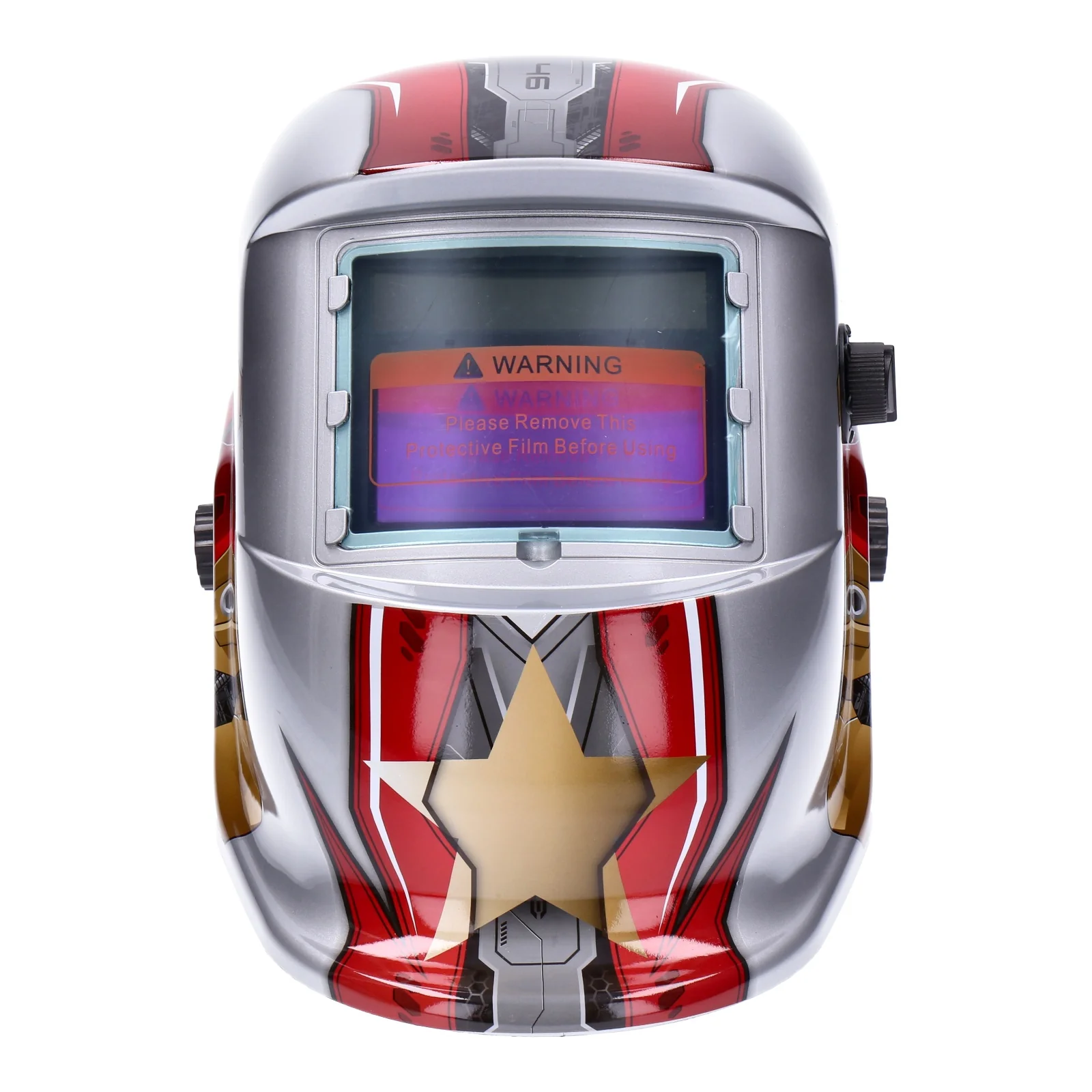 TP Automatik Solar Schweißhelm mit UV-Schutz, auto Verdunkelung, Feuerhemmend, schnelle Schaltzeiten- Iron Man