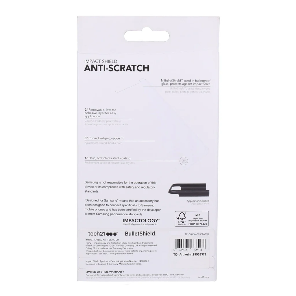 Tech21 Anti-Scratch Displayschutzfolie für Samsung Galaxy S8+ - Transparent - Image 2