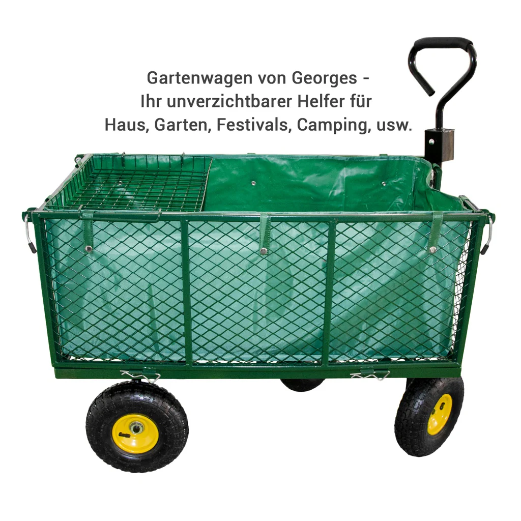 TP Transportwagen für den Garten, Lasten Handwagen mit Gitter, Plane und Luftbereifung, bis 550 kg - Image 2