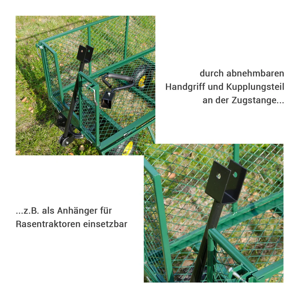 TP Transportwagen für den Garten, Lasten Handwagen mit Gitter, Plane und Luftbereifung, bis 550 kg - Image 9