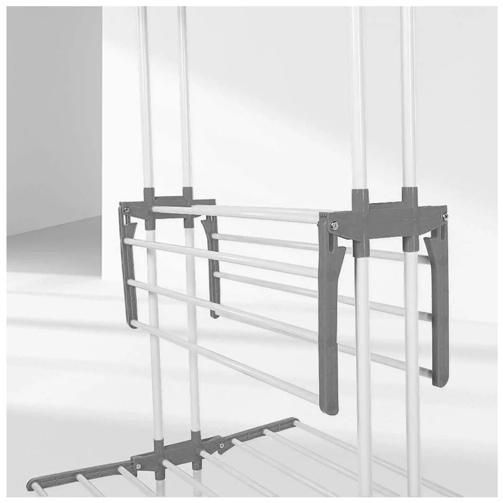 TP Wäscheständer 3 Ebenen klappbar, mobil ca. 18 Meter Wäscheleine, mit Seitenflügel Grau - Image 3