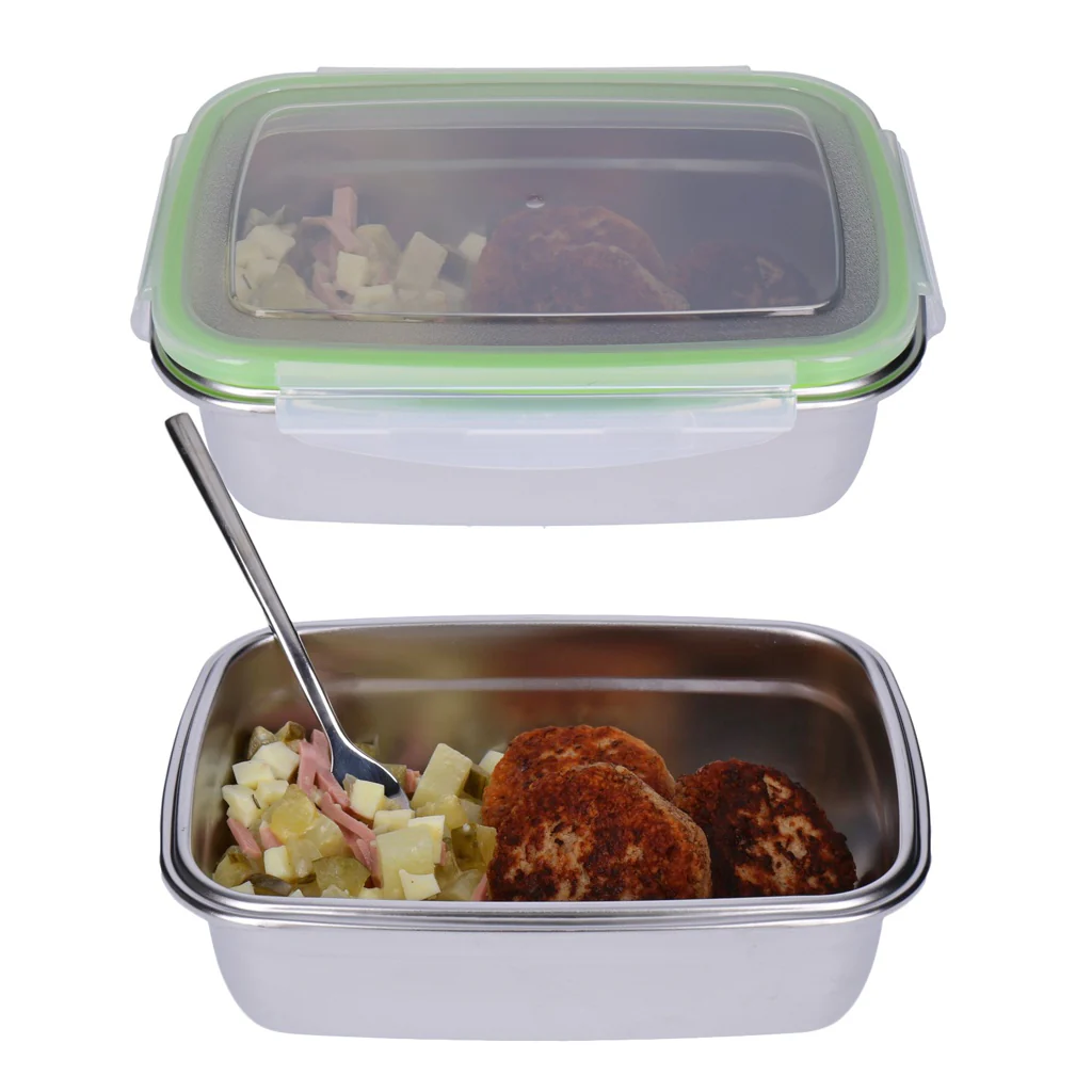 TP Frischhaltedose aus Edelstahl 18/10 mit passend Deckel, Lunchbox, Frühstücksdose (luftdicht) 550 ml - Image 2