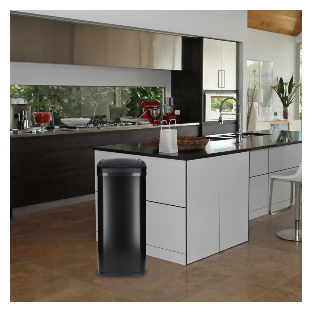 TP Sensor Mülleimer aus Edelstahl, Abfallbehälter für Küche, automatischer Deckel, eckig, in schwarz 50 Liter - Image 6