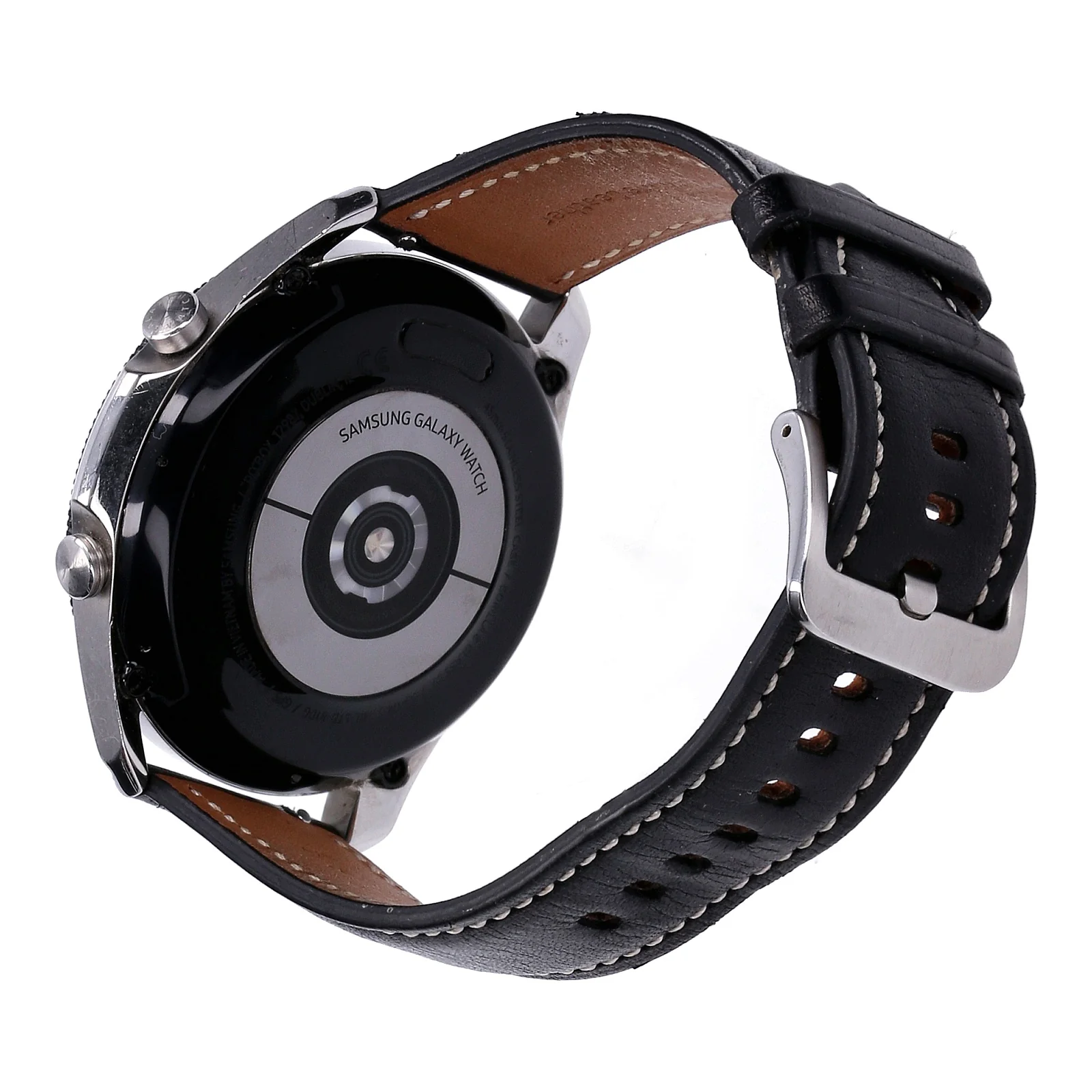 Samsung Galaxy Watch 3 R840 45mm Mystic Silver Lederarmband Schwarz - Image 3