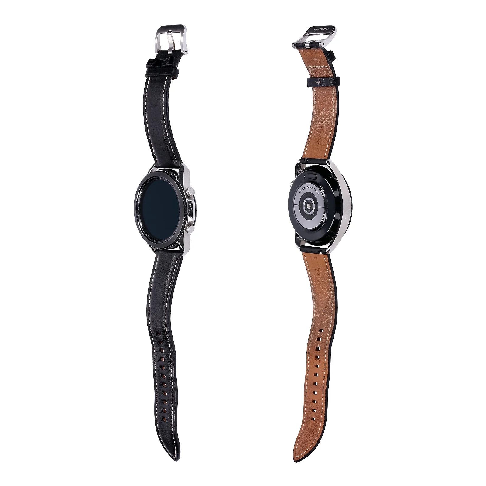 Samsung Galaxy Watch 3 R840 45mm Mystic Silver Lederarmband Schwarz - Image 4