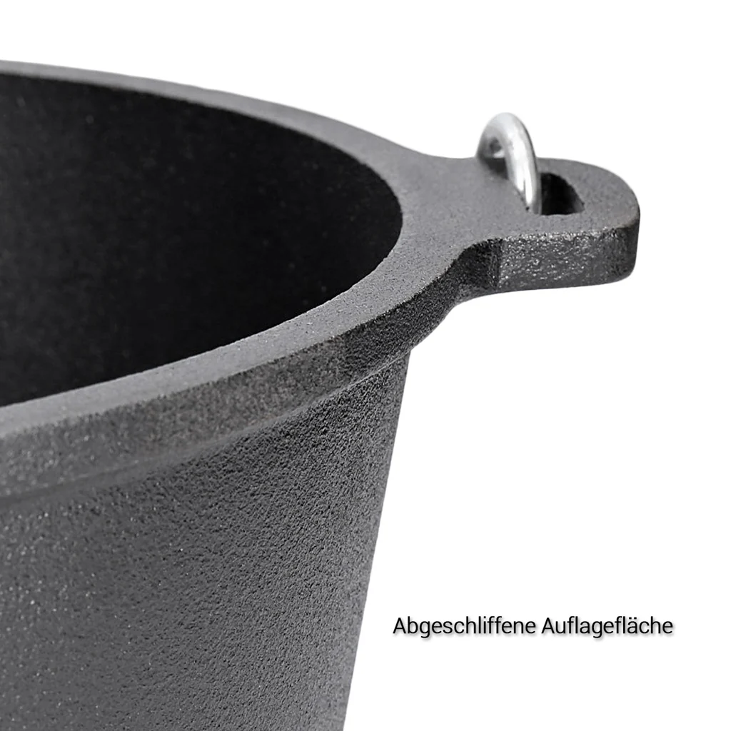 TP Dutch Oven aus Gusseisen, BBQ Kessel mit Füßen Deckel, robuster Feuertopf inkl. Deckelheber GDO45P - Image 7