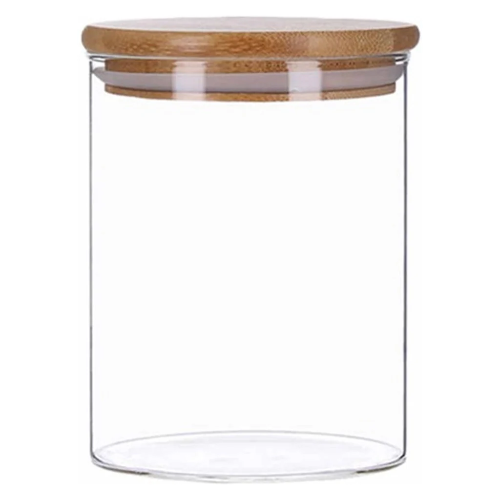 TP Vorratsglas mit Bambus Deckel, Glas Behälter für Lebensmittel, luftdicht, spülmaschinenfest, 700ml