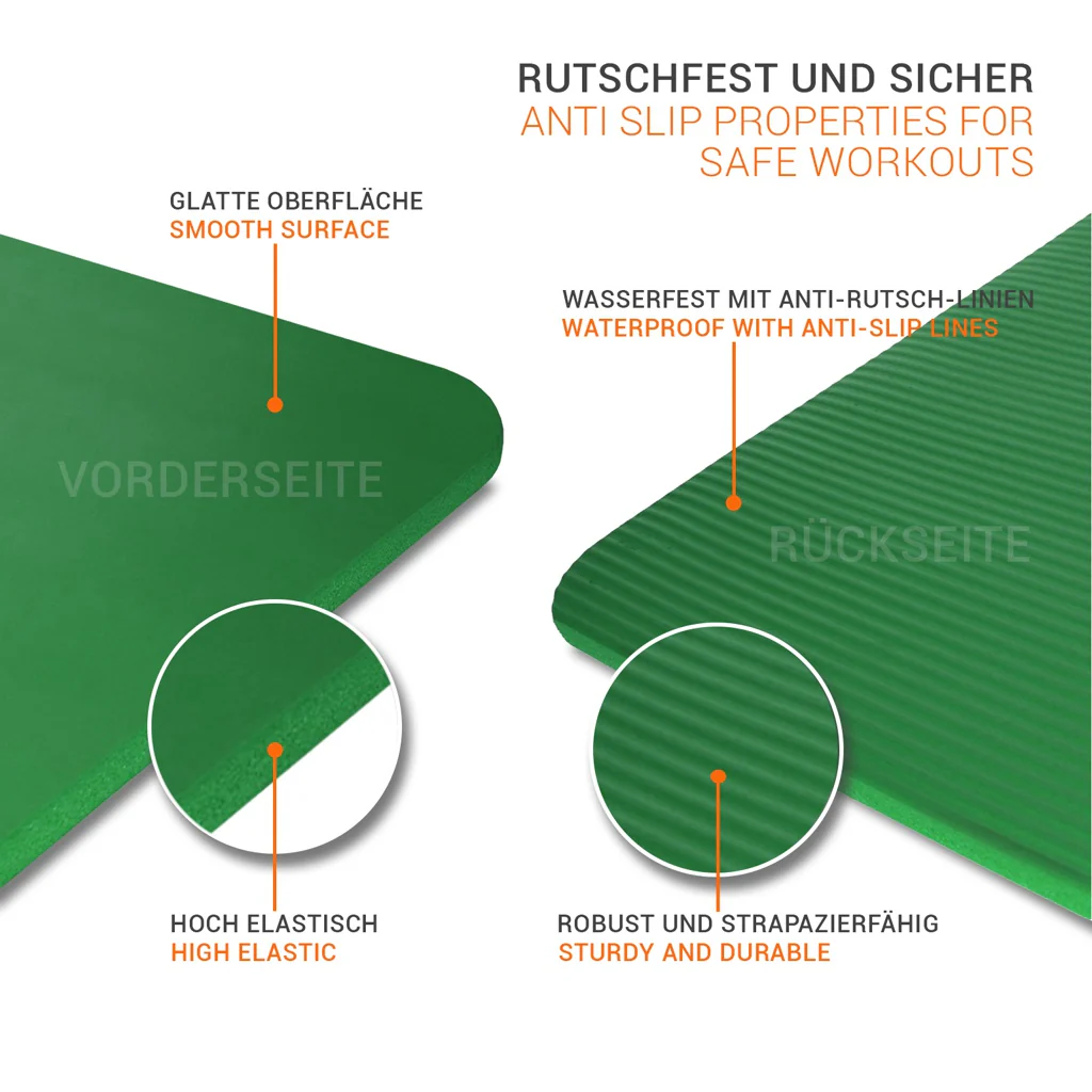 TP Yogamatte, Sport Unterlage aus Schaumstoff, für Pilates, Fitness, rutschfest, 185 x 61 x 1,5 cm Grün - Image 4