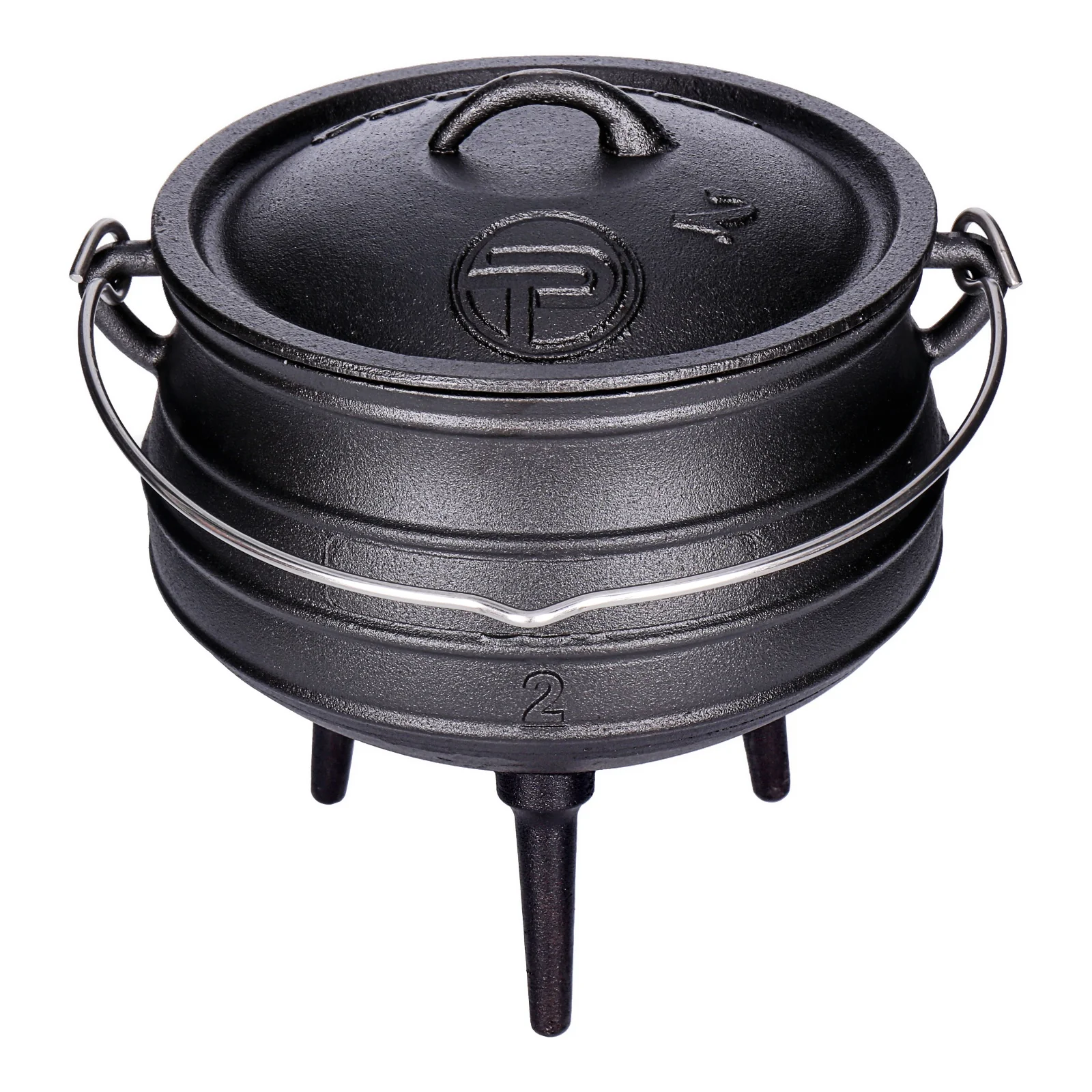 TP Potjie Pot - BBQ Dreifuß Dutch Oven Gusseisen, Feuerkessel mit Deckel und Füßen Pot 2 (ca. 6 Liter) - Image 2