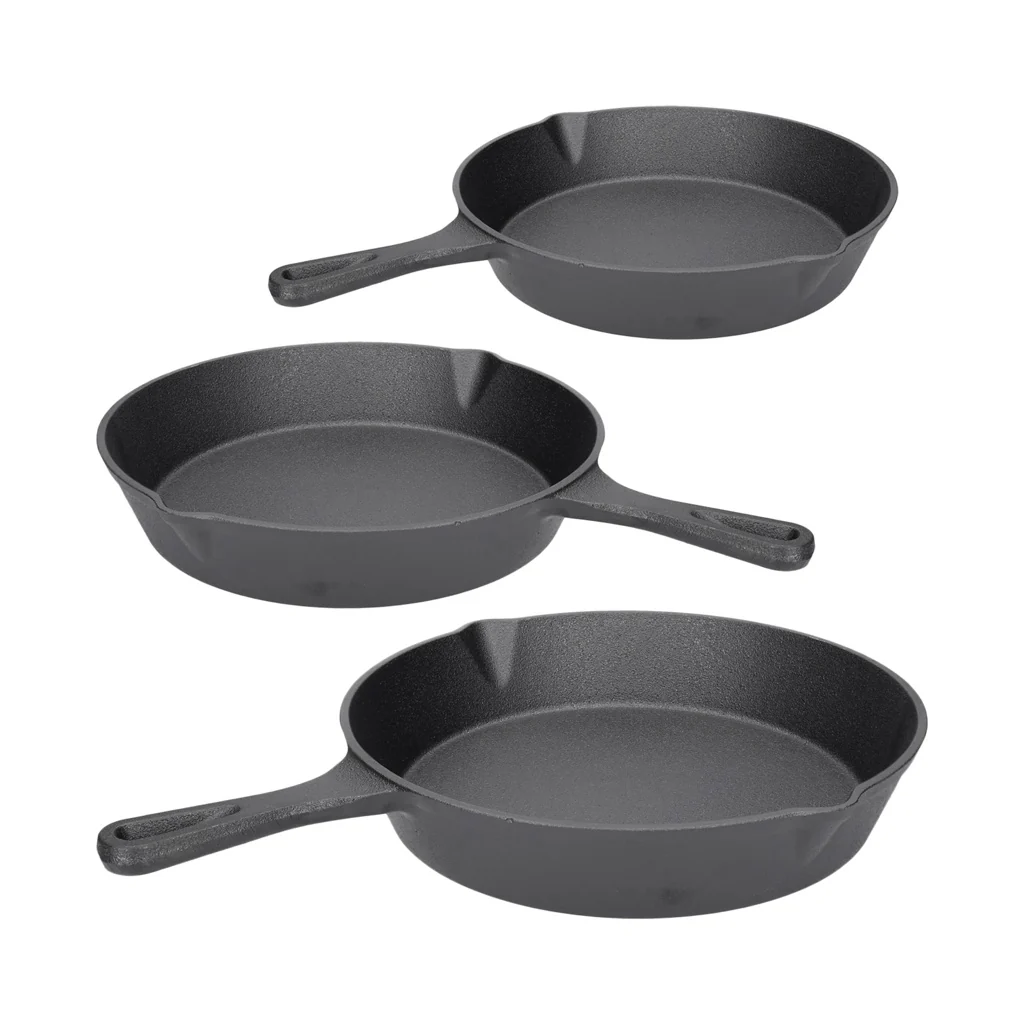 TP 4-teiliges Bratpfannen Set aus Gusseisen aus Ø16 + Ø20 + Ø25cm + Silikon- Griff - Image 2