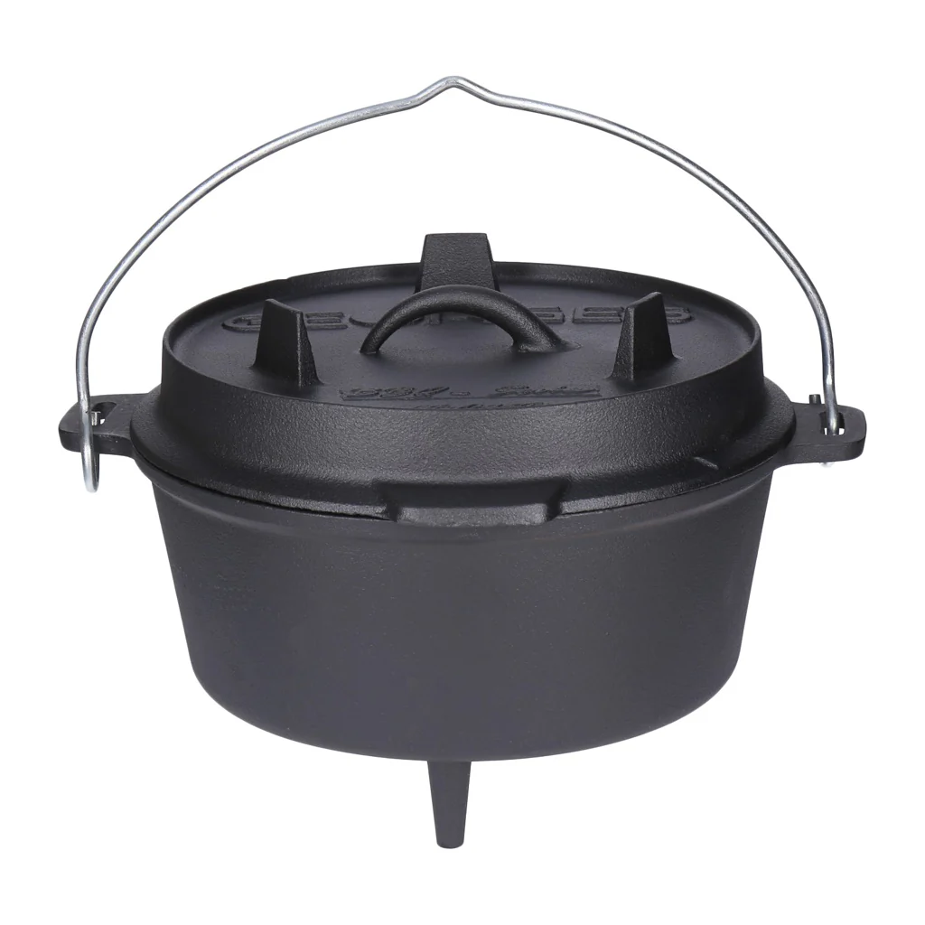 TP 9 teiliges Premium Dutch Oven Set in Holzkiste Dutch Oven, Grillplatte, Topf, Pfanne uvm. - Image 2