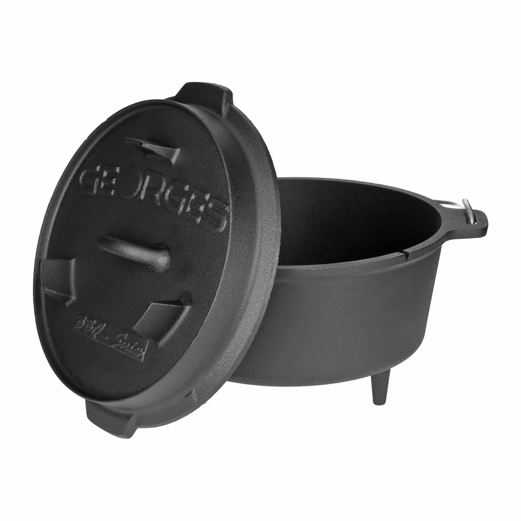TP 9 teiliges Premium Dutch Oven Set in Holzkiste Dutch Oven, Grillplatte, Topf, Pfanne uvm. - Image 3