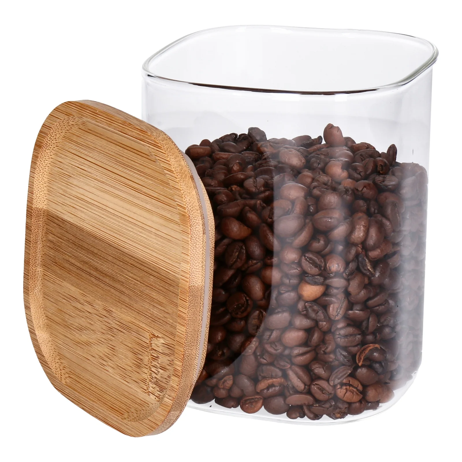 TP Vorratsglas mit Bambusdeckel, Glas Behälter für Lebensmittel, luftdicht, spülmaschinenfest - eckig 1000ml - Image 3