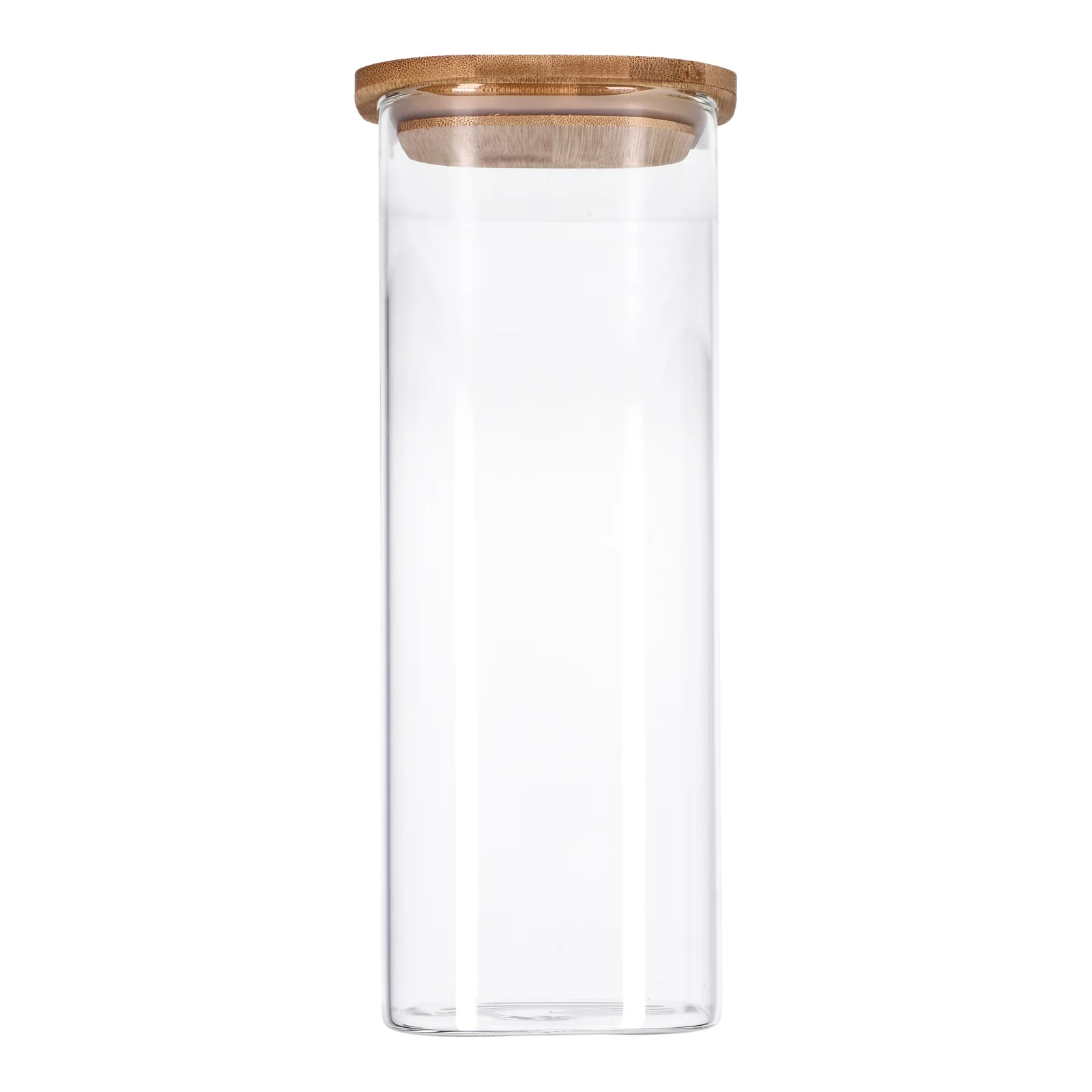 TP Vorratsglas mit Bambusdeckel, Glas Behälter für Lebensmittel, luftdicht, spülmaschinenfest - eckig 2200ml