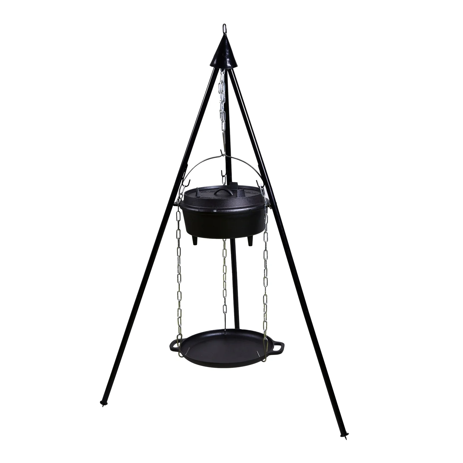 TP Tripod Set in Holzkiste, Dutch Oven, Feuertopf, Potjie Kessel aus Gusseisen mit Deckel und Füßen - Image 2