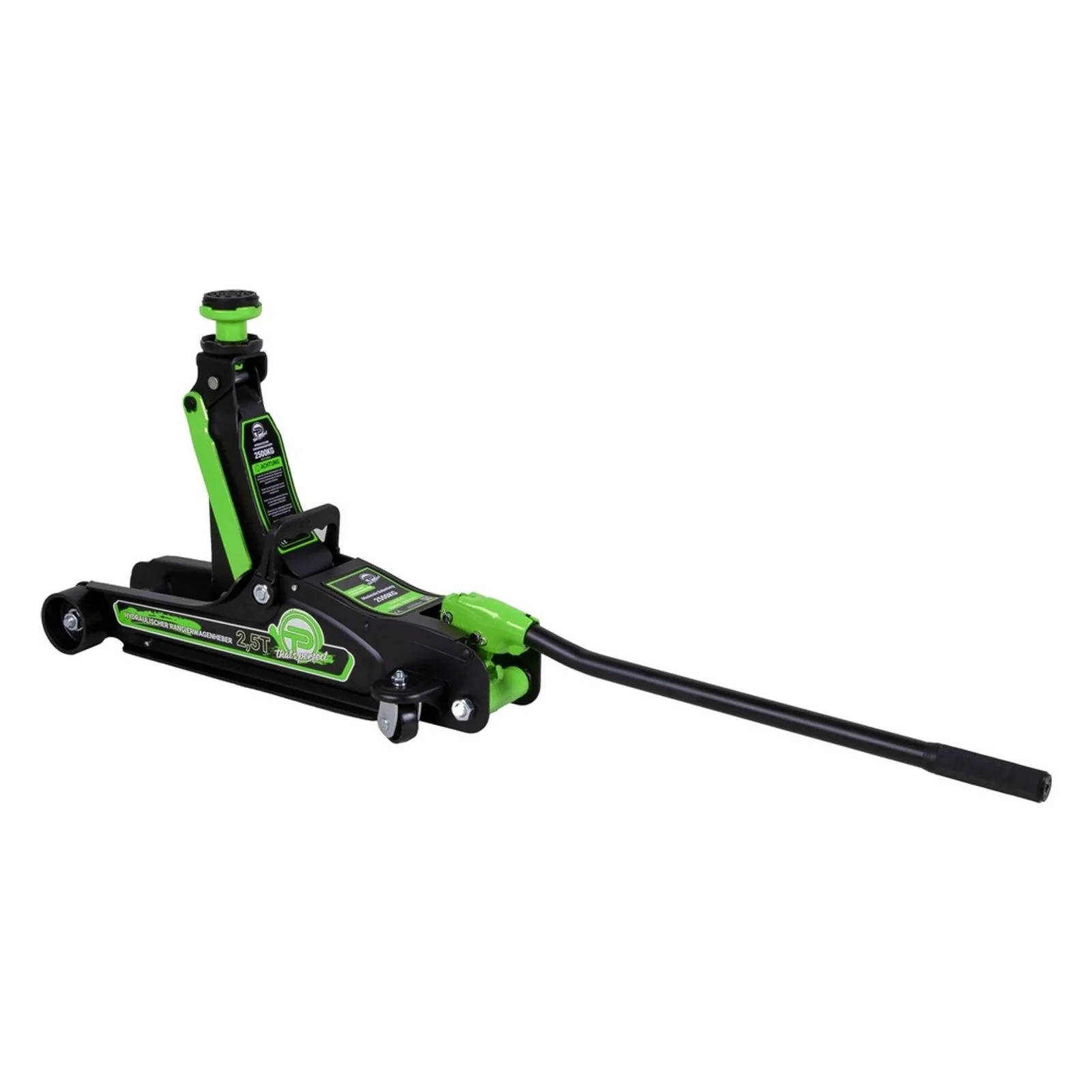 TP Hydraulischer KFZ-Rangierwagenheber 2,5t Koffer, SUV-Adapter und 2x Gummiauflage Grün - Image 4