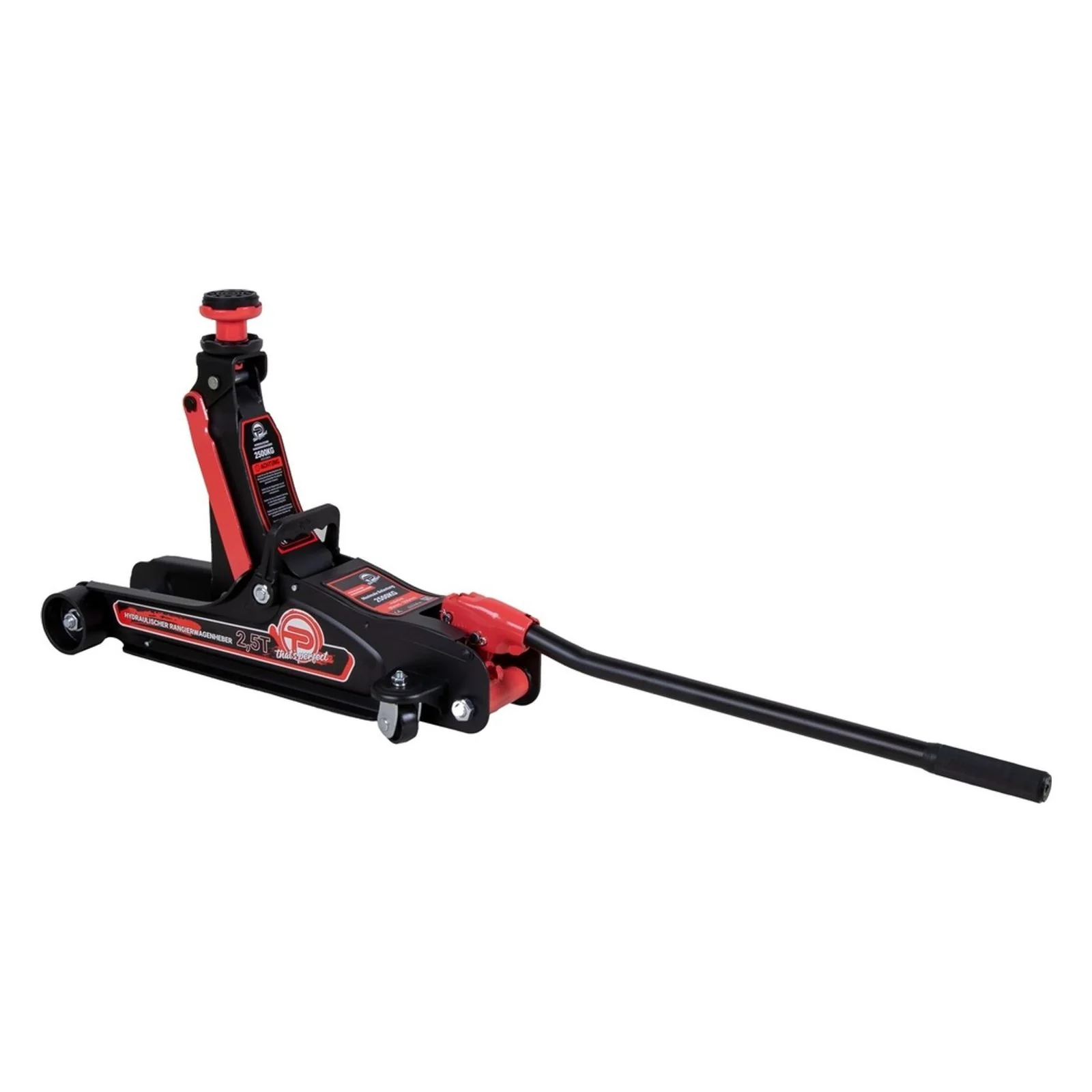TP Hydraulischer KFZ-Rangierwagenheber 2,5t Koffer, SUV-Adapter und 2x Gummiauflage Rot - Image 4