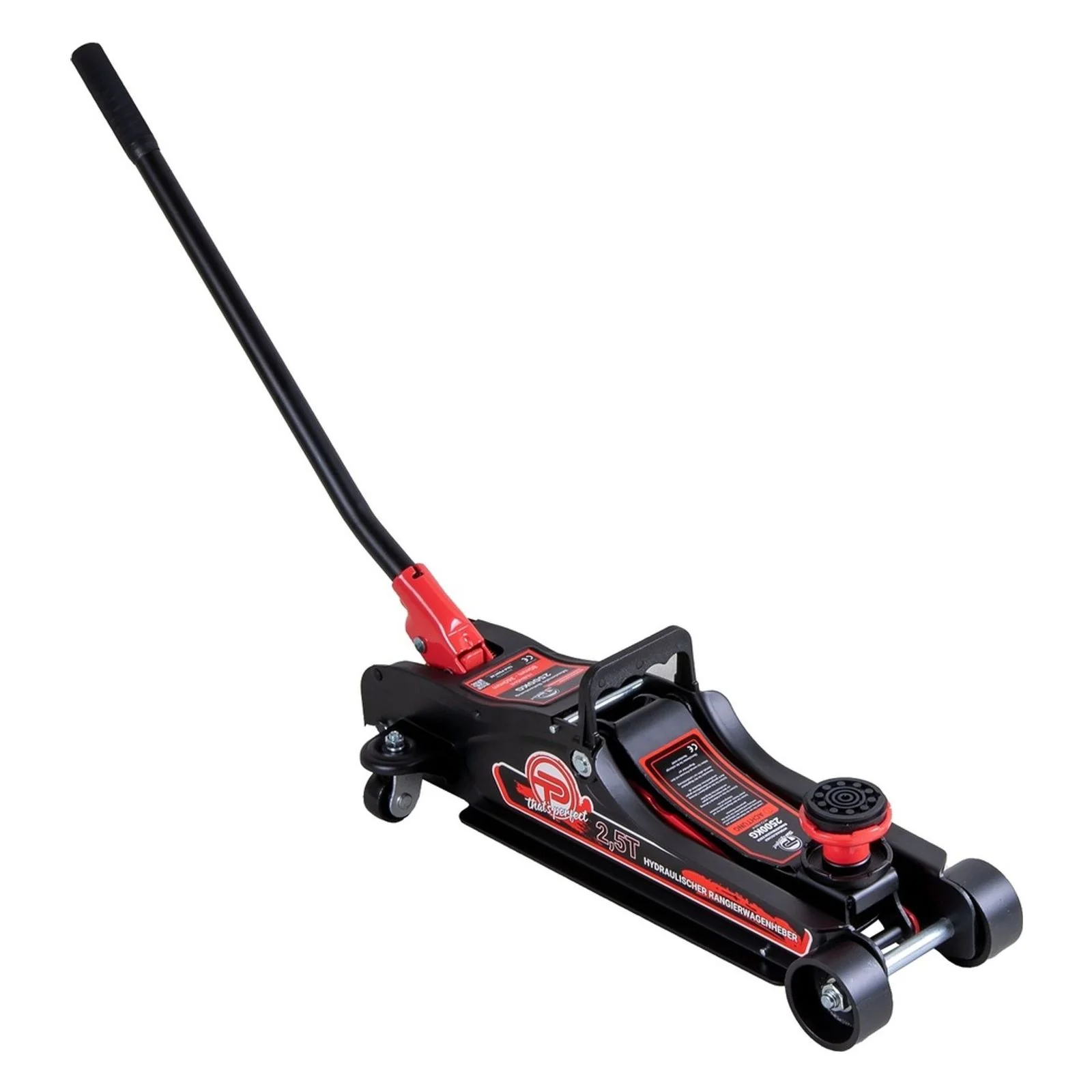 TP Hydraulischer KFZ-Rangierwagenheber 2,5t Koffer, SUV-Adapter und 2x Gummiauflage Rot - Image 5