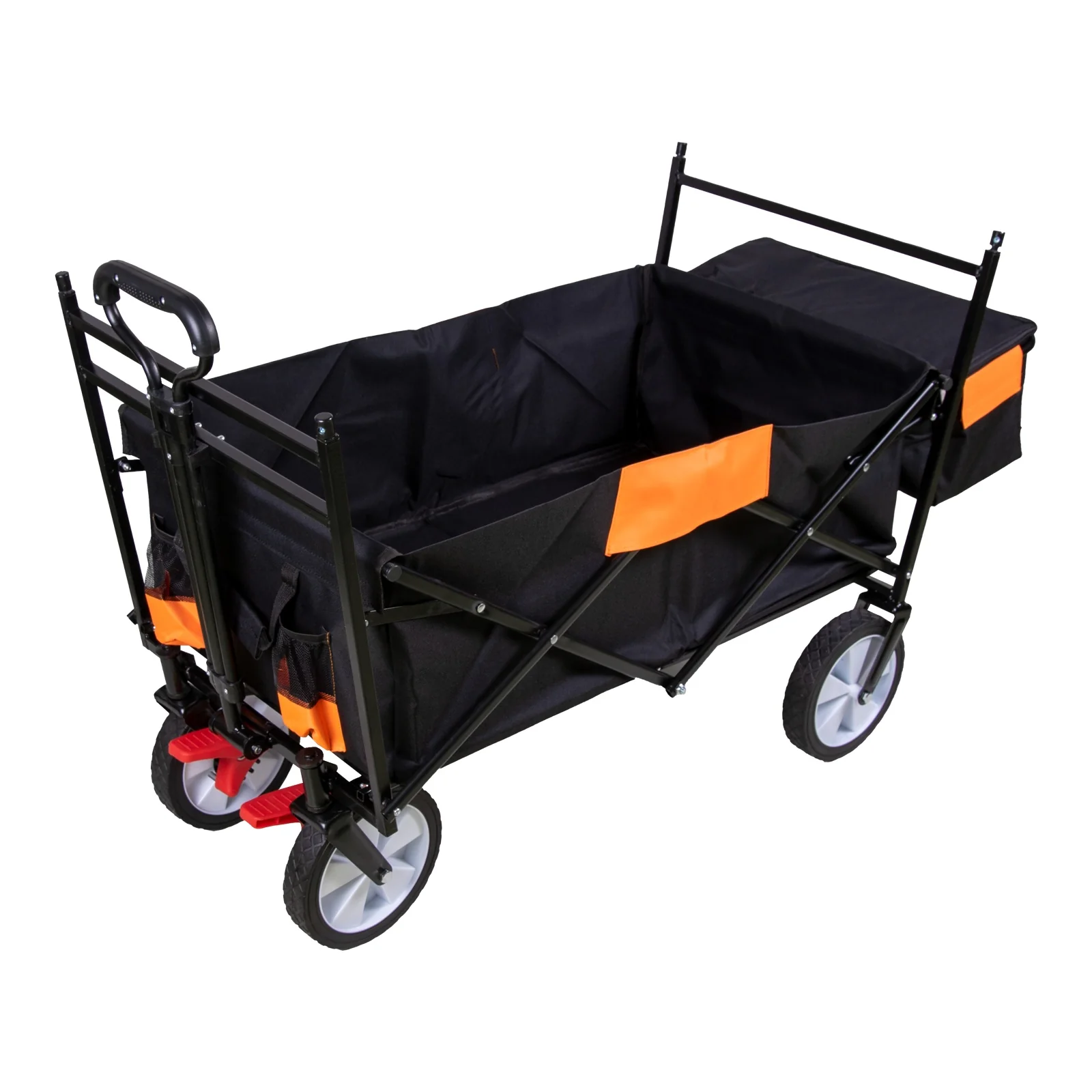 TP faltbarer Bollerwagen mit abnehmbaren Dach Teleskop, Kühltasche und Vorderrad-Bremse schwarz - Image 6