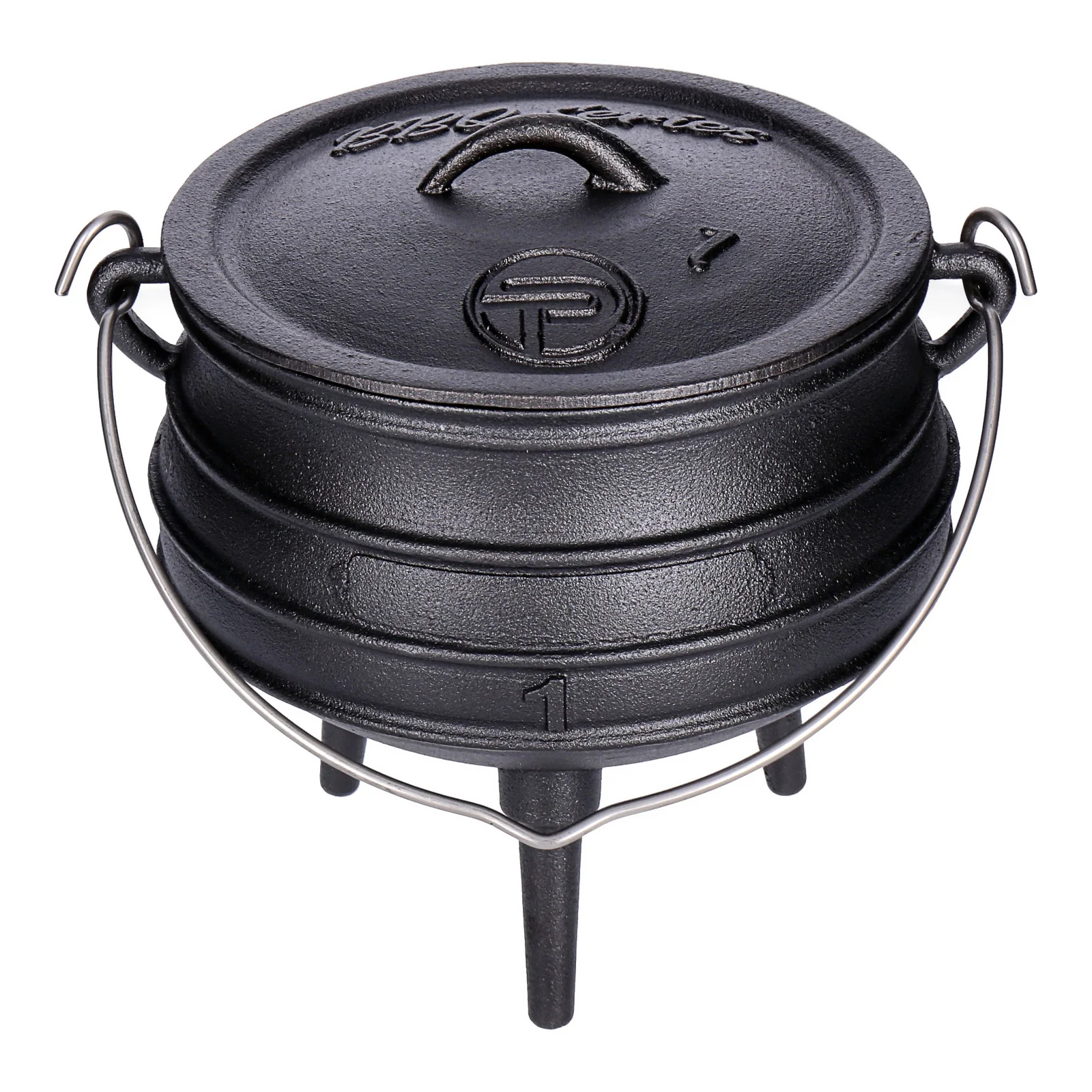 TP Potjie Pot Feuerkessel Dutch Oven BBQ Pot 1 Gusseisen mit Deckel und Füßen Pot 1 23x23,5x26 6, - Image 2