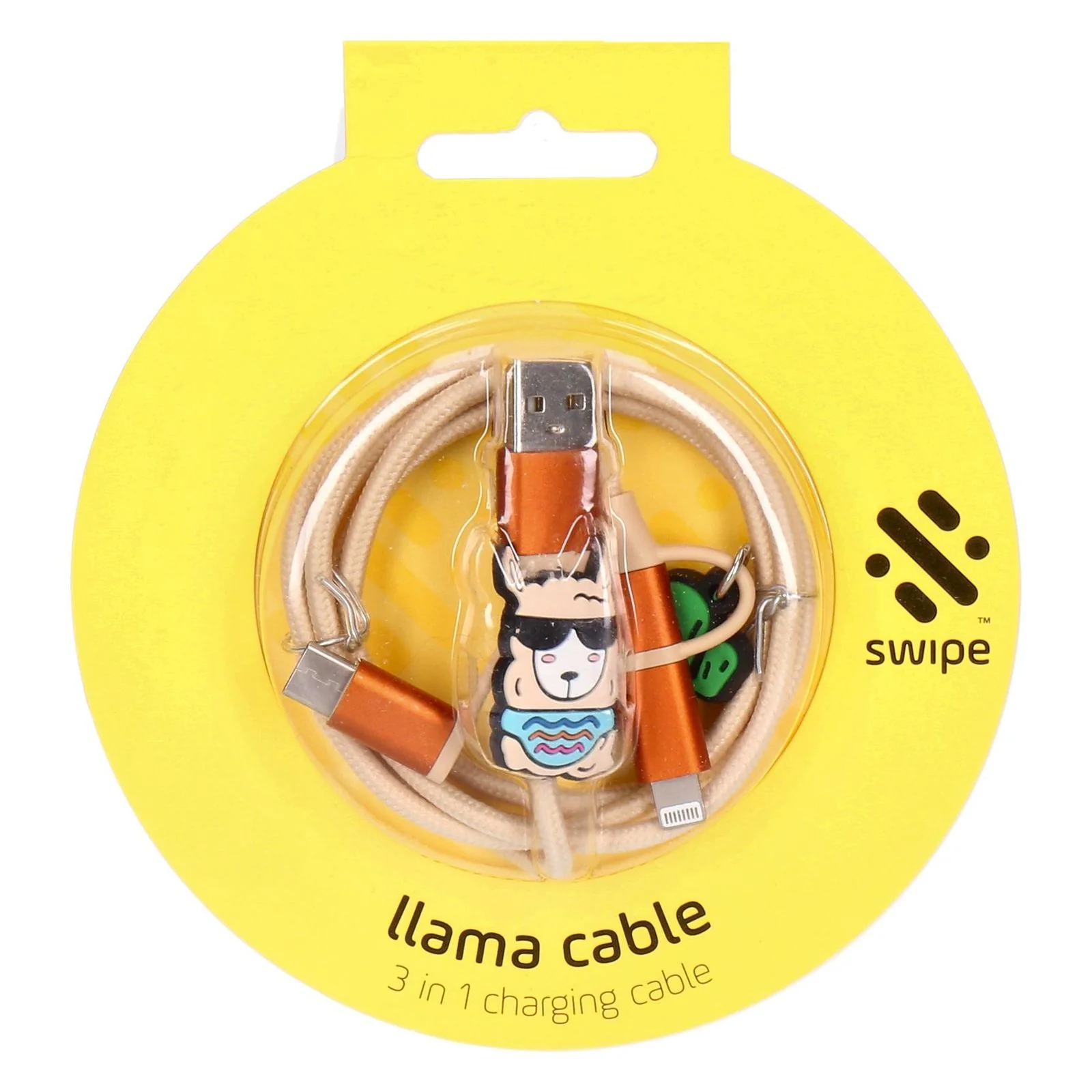 Swipe Lama Kollektion 3 Teile Set Design Powerbank 3-in-1 Ladekabel Ringhalter - Image 3