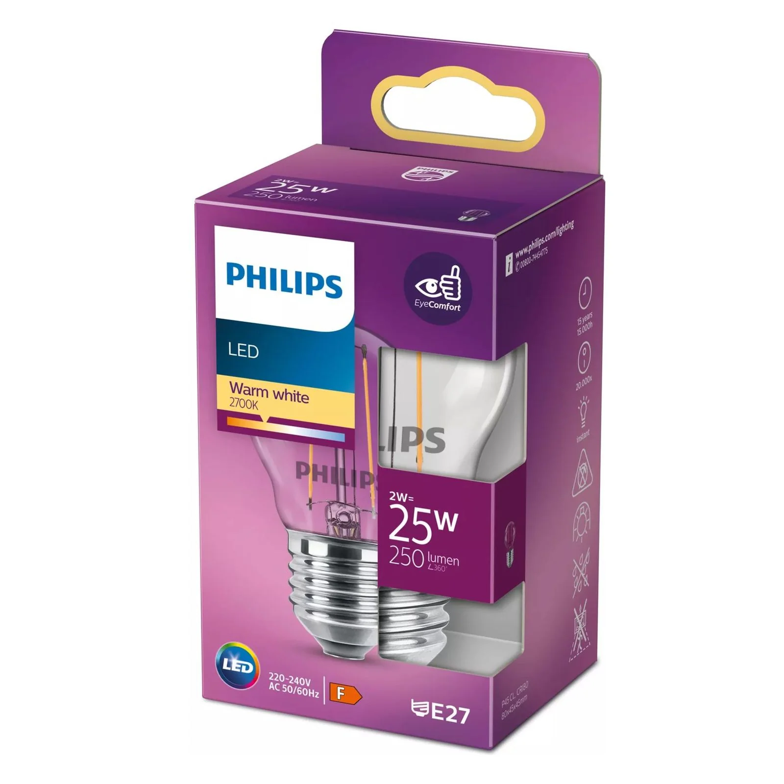 Philips 25W P45 E27 Filament-Kerzenlampe transparent - Image 2