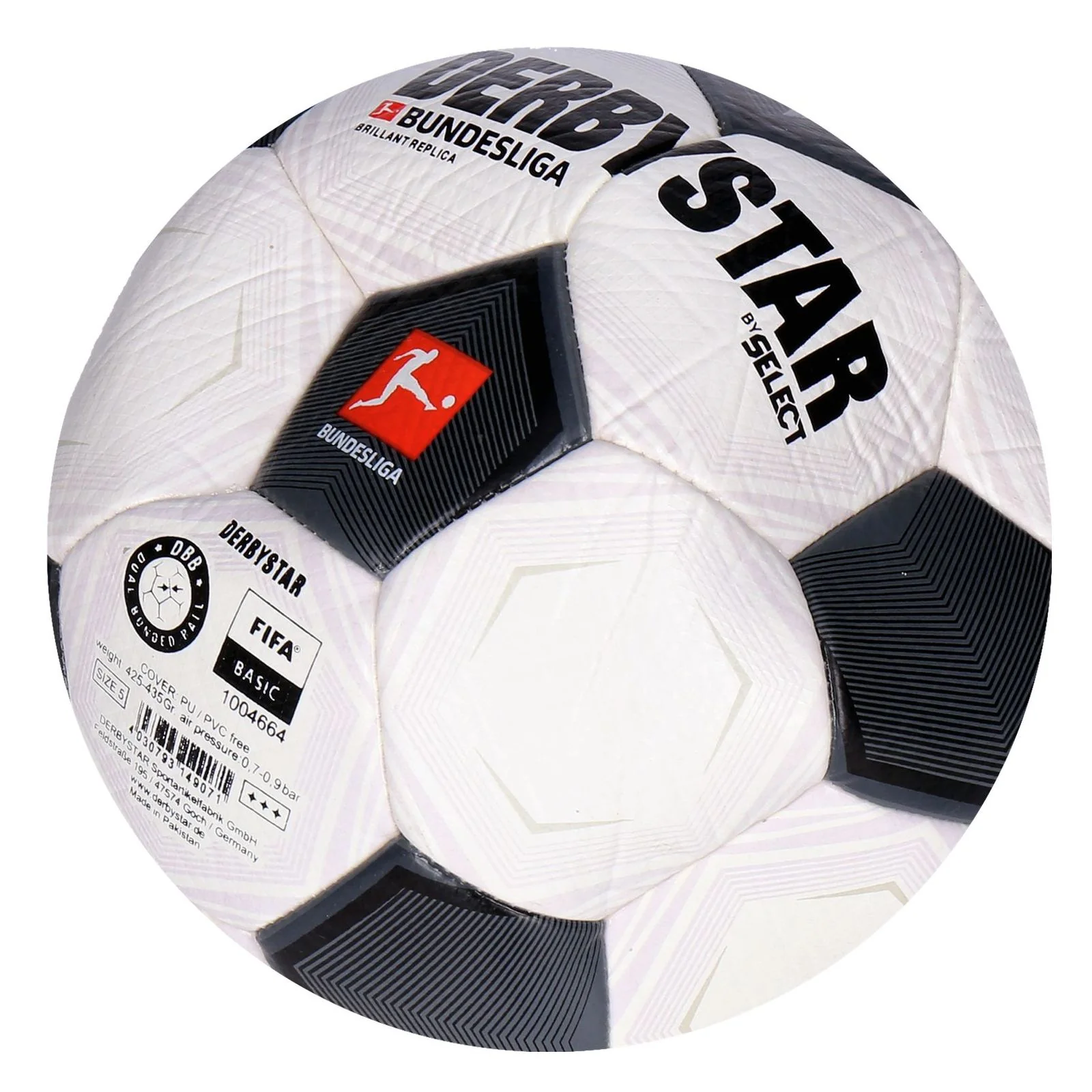 DERBYSTAR Bundesliga Brillant Classic Fußball weiß schwarz grau 5 - Image 3