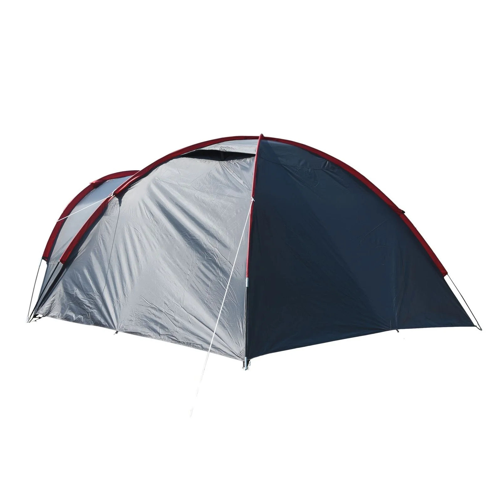 TP Campingzelt für 3-4 Personen, doppelwandig, wasserdicht, verdunkelter Innenraum Grau / Rot - Image 4