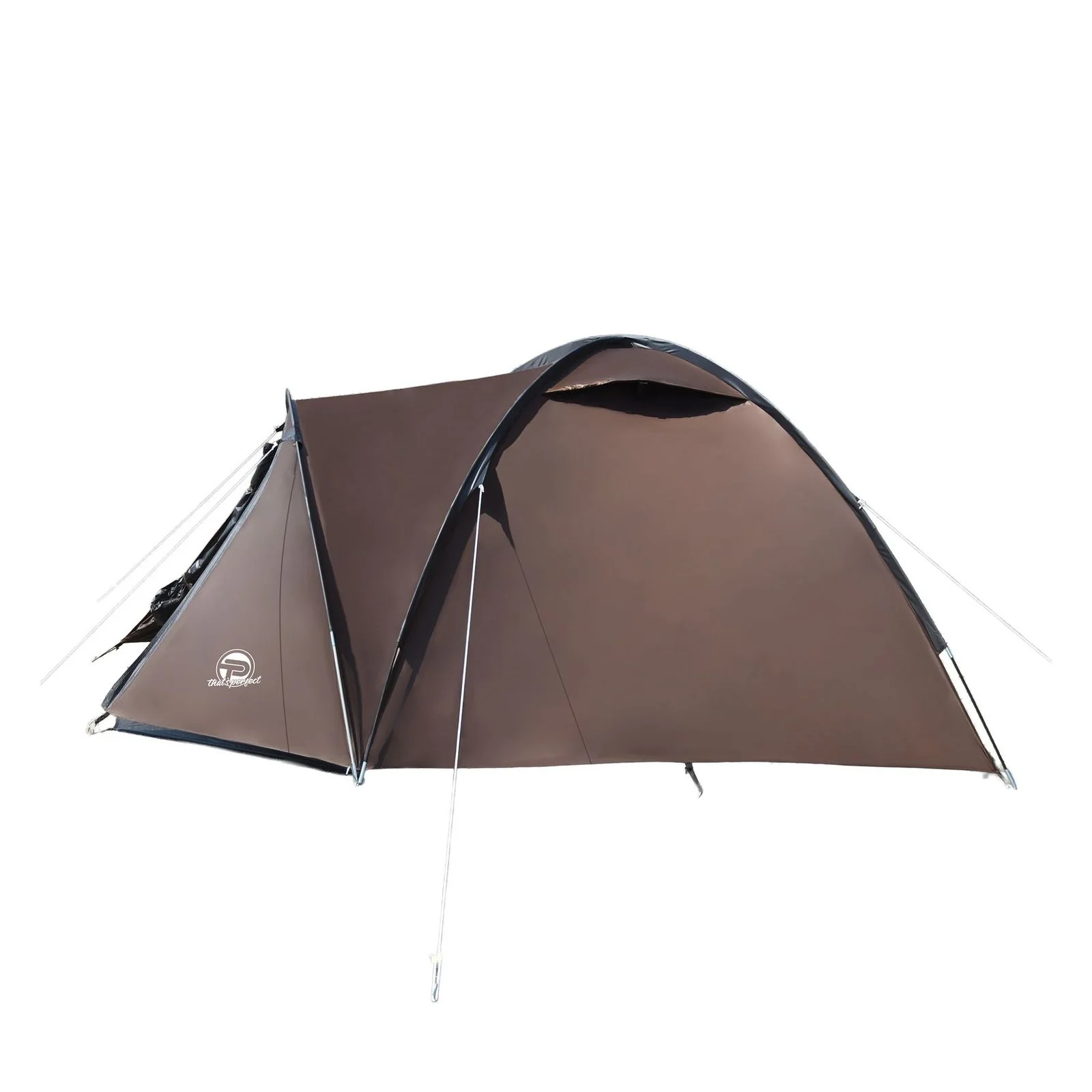 TP Campingzelt für 3-4 Personen, doppelwandig, wasserdicht, verdunkelter Innenraum Braun / Grau - Image 5