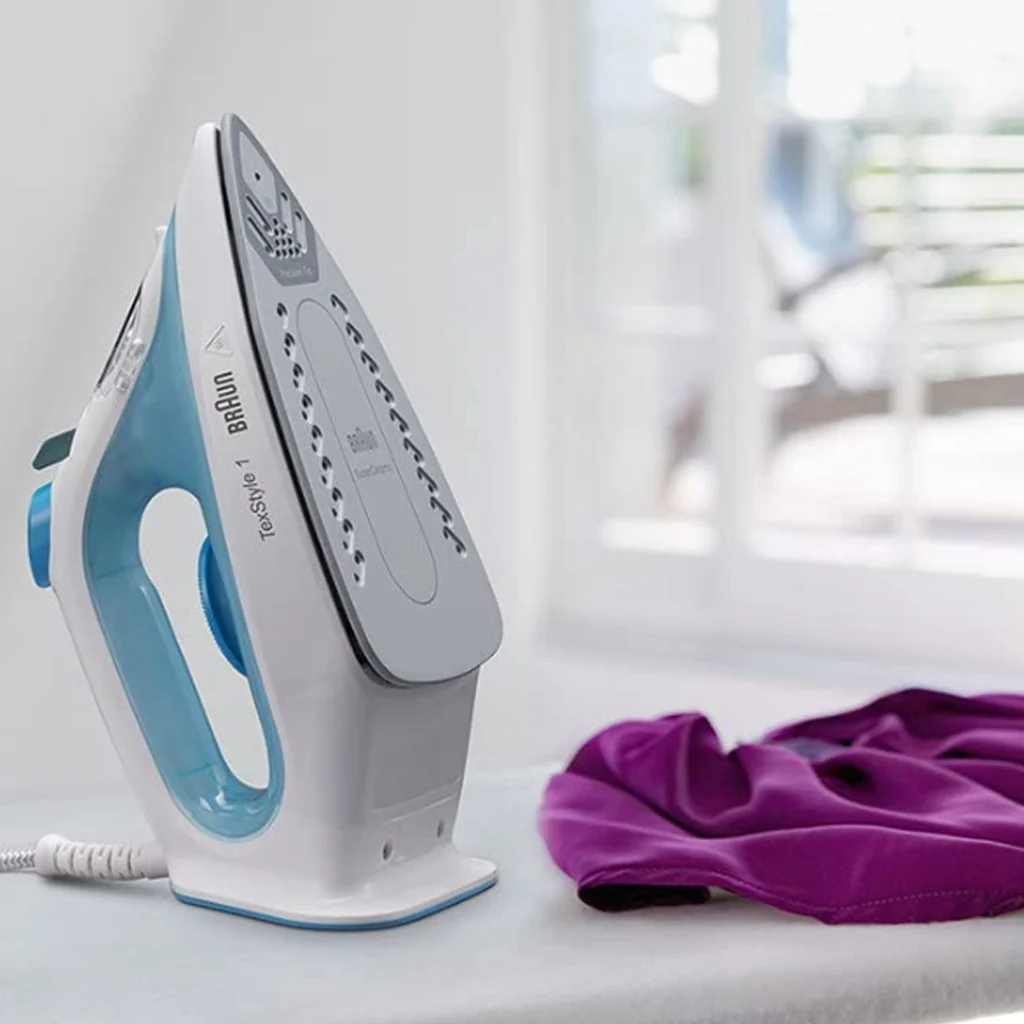Braun TexStyle 1 Trocken- & Dampfbügeleisen Keramik-Bügelsohle 2000 W Blau, Weiß - Image 4