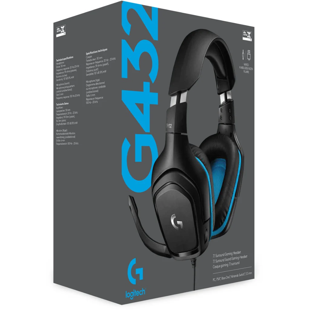 Logitech G432 Wired 7.1 Surround Gaming Headset Schwarz - Image 4