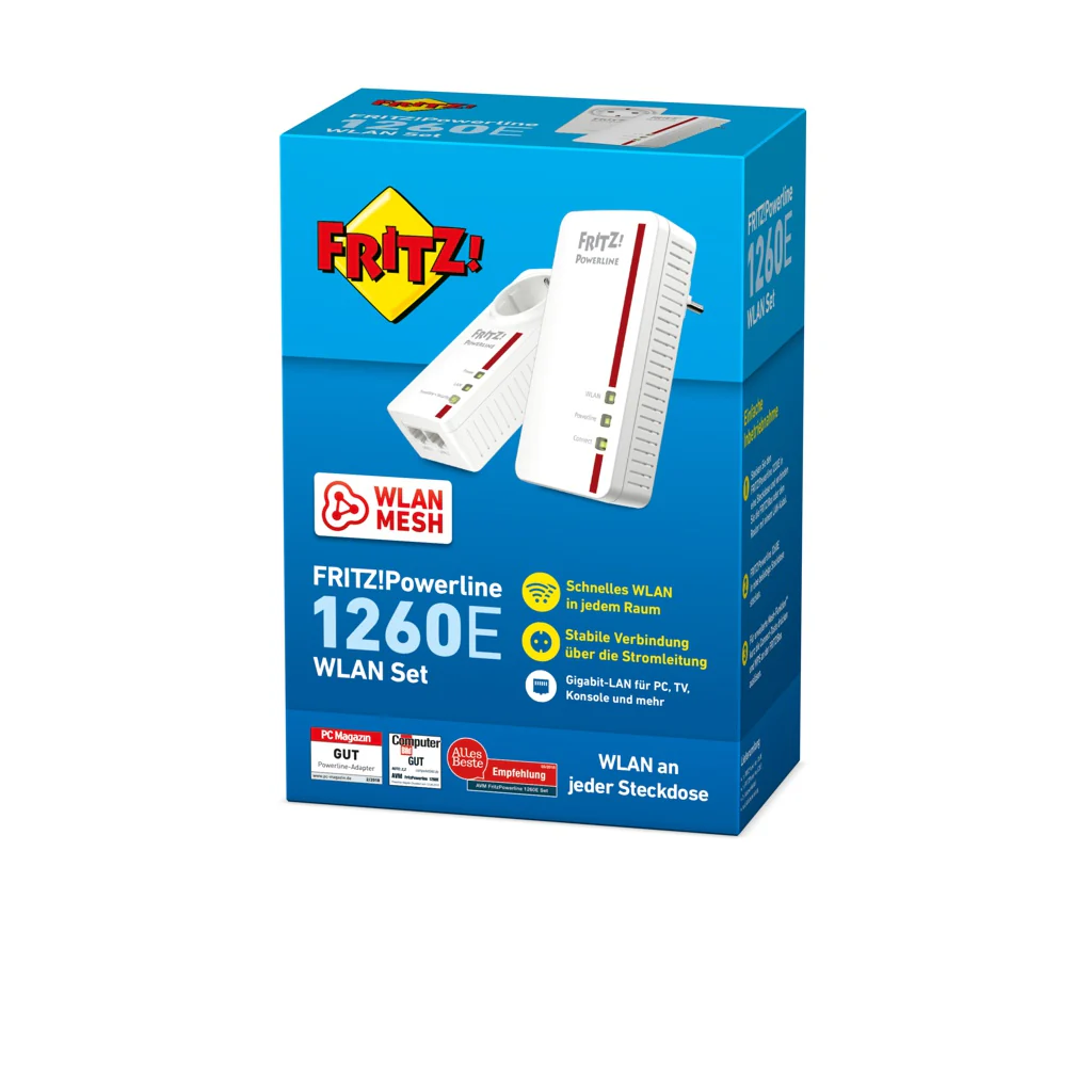 AVM FRITZ!Powerline 1260E WLAN Set 1200 Mbit/s Eingebauter Ethernet-Anschluss Weiß - Image 3