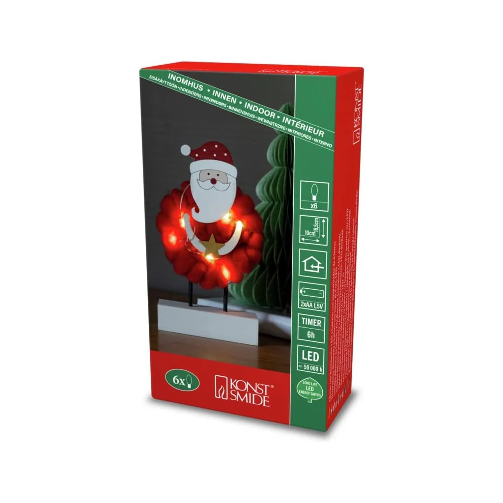 Konstsmide LED Holzsilhouette Santa mit B LED Holzsilhouette Santa mit Baumwolle, Timer