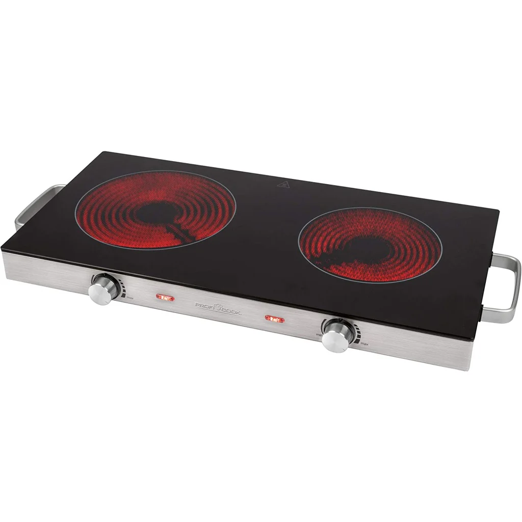 ProfiCook PC-DKP 1211 Doppel-Kochplatten 64 cm 2-Zonen 2800 W Schwarz, Edelstahl