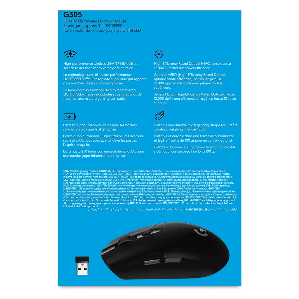 Logitech G G305 Maus rechts RF Wireless + Bluetooth Optisch 12000 DPI - Image 10