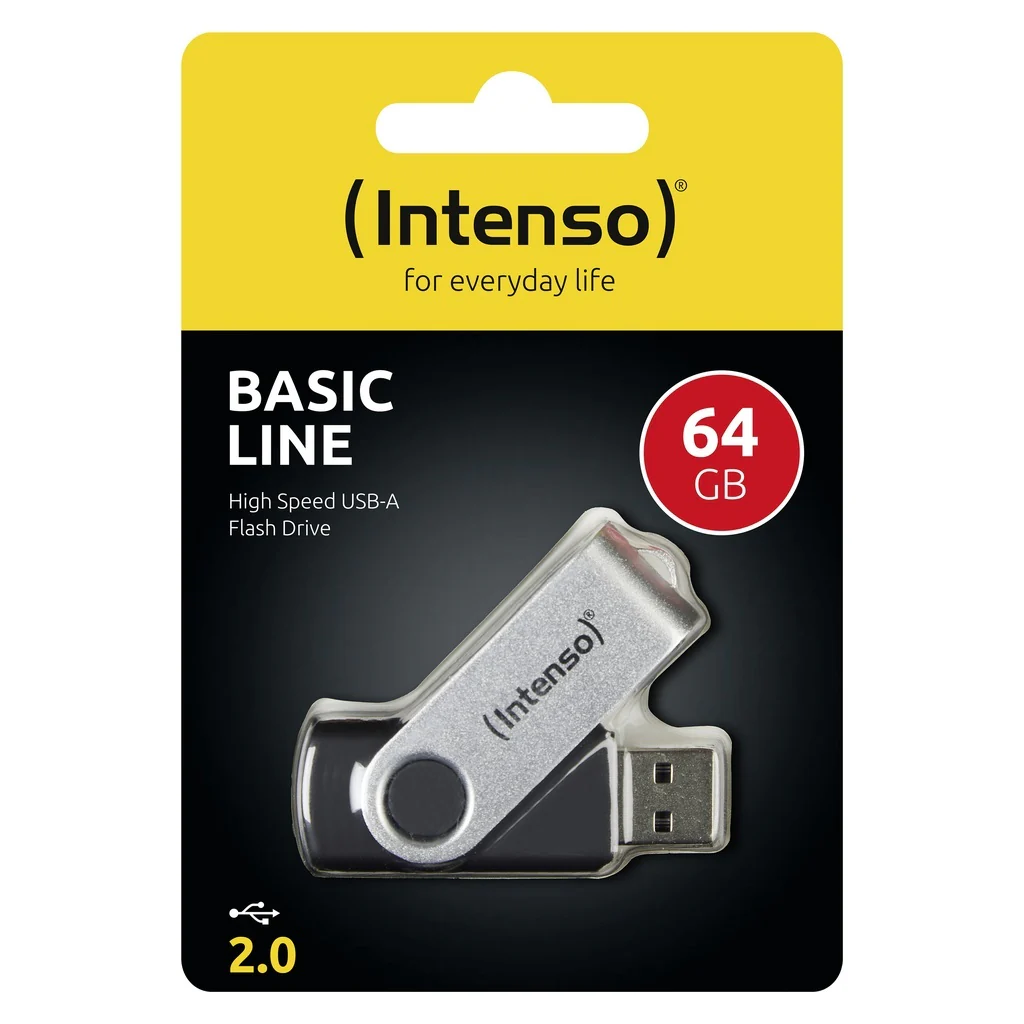 Intenso Basic Line USB-Stick 64 GB USB Typ-A 2.0 Schwarz, Silber - Image 3