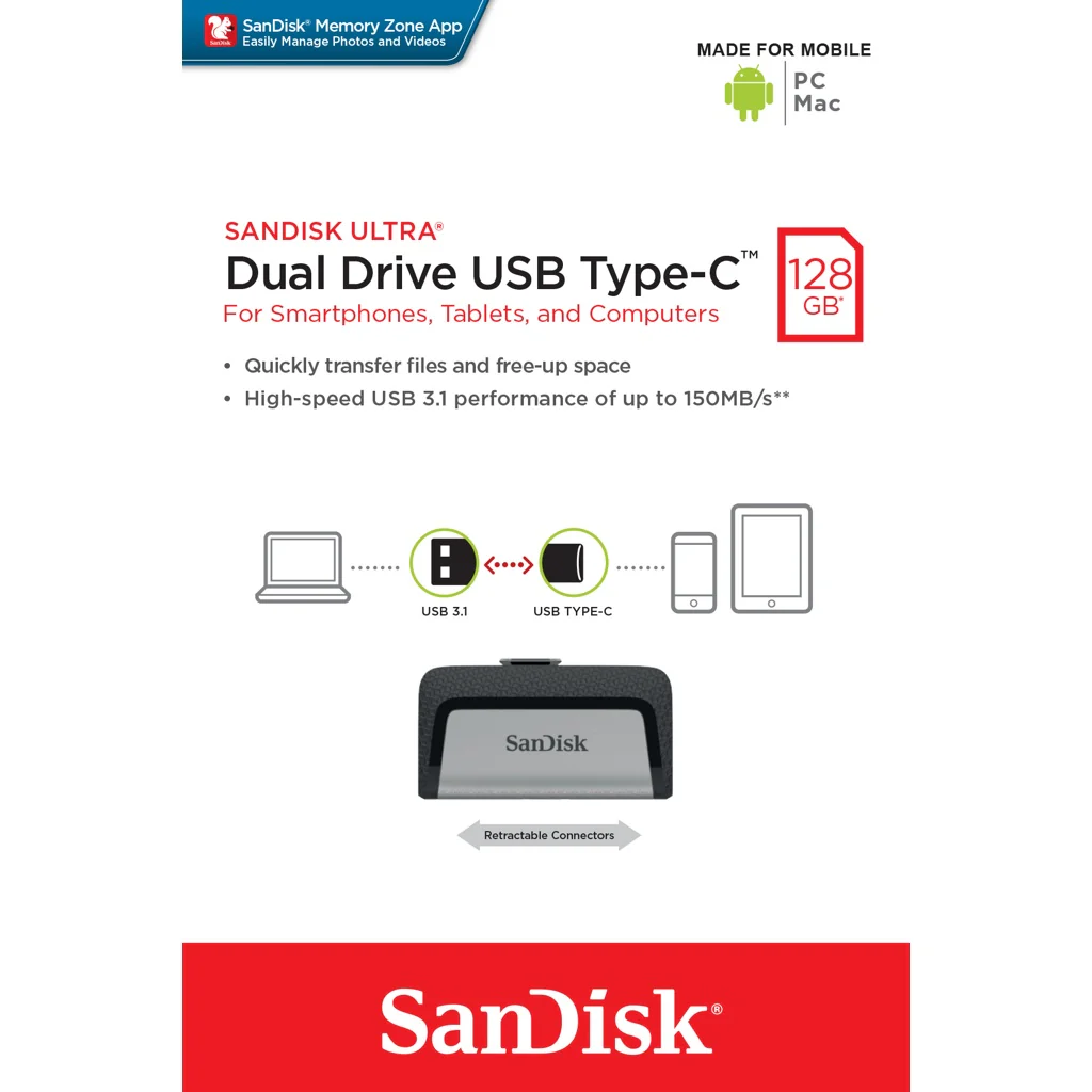 SanDisk Ultra Dual Drive USB Type-C USB-Stick 128 GB USB Type-A / USB Type-C 3.2 Gen 1 (3.1 Gen 1) - Image 11