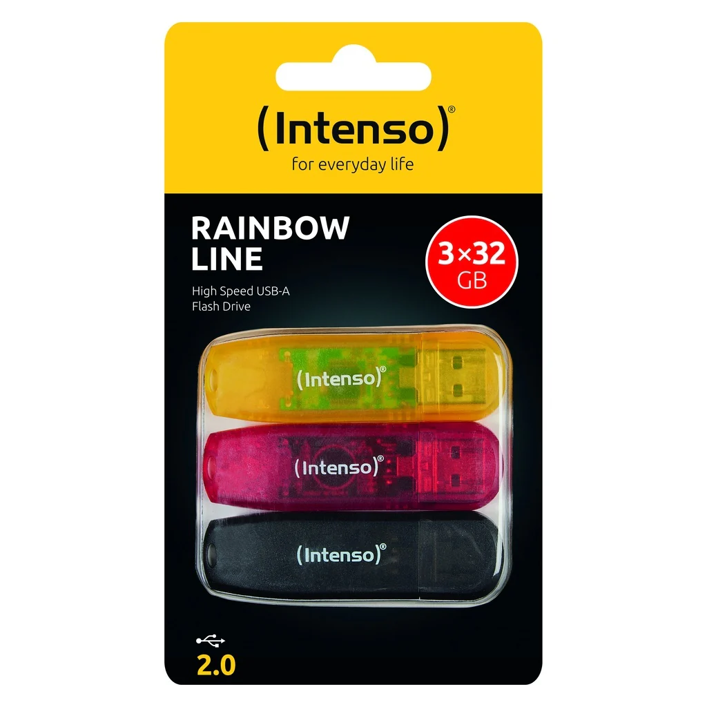 Intenso Rainbow 3x32GB Yellow/Red/Black USB-Stick USB Typ-A 2.0 Transparent - Image 4