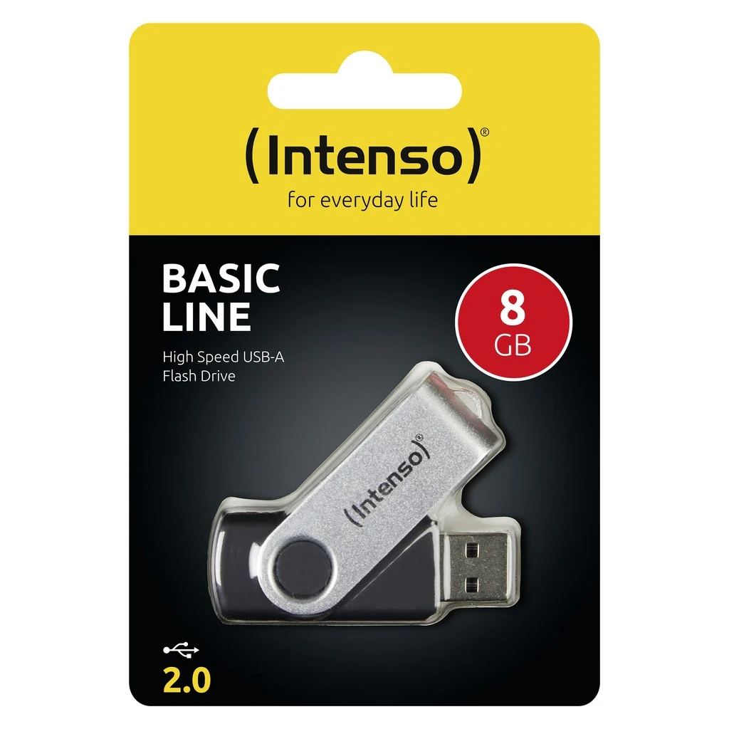 Intenso Basic Line USB-Stick 8 GB USB Typ-A 2.0 Schwarz, Silber - Image 3