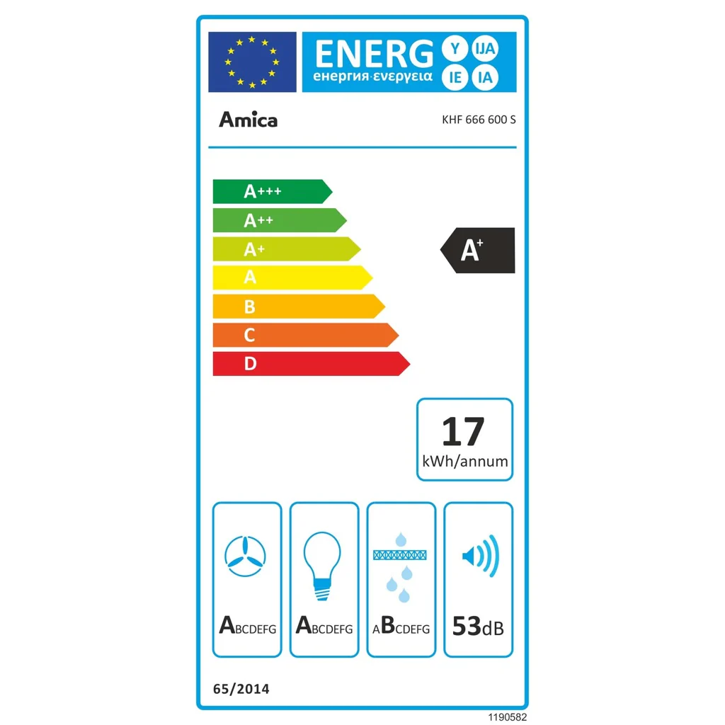 Amica KHF 666 600 S Kamin-Dunstabzugshaube 60cm schwarz - Image 5