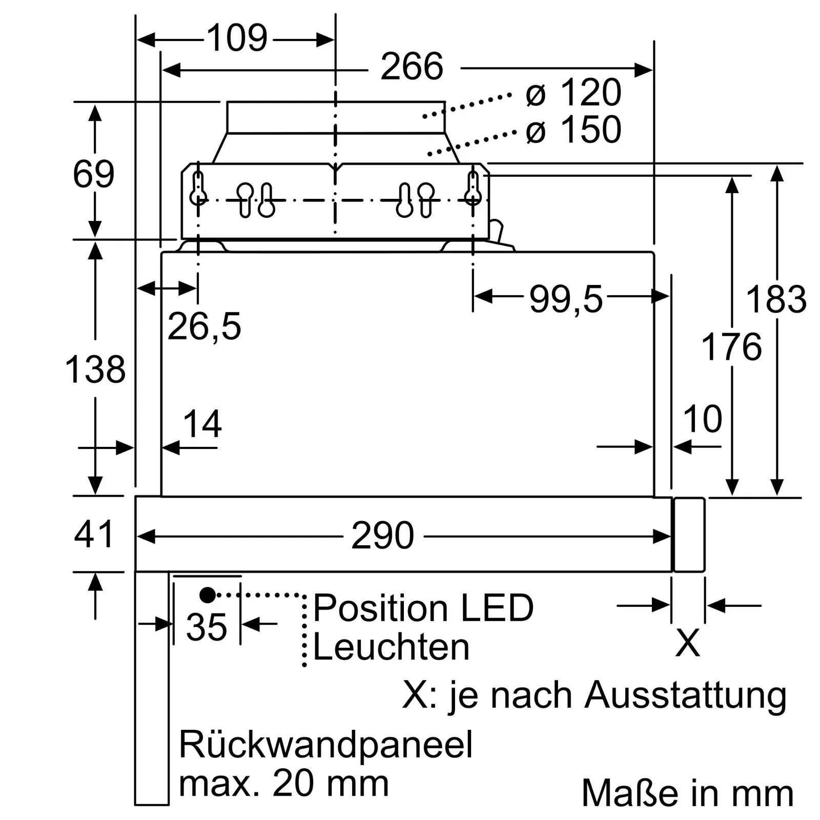 Neff D46ED22X1 Dunstabzugshaube Halb eingebaut (Pullout) Edelstahl 271 m³/h A - Image 9
