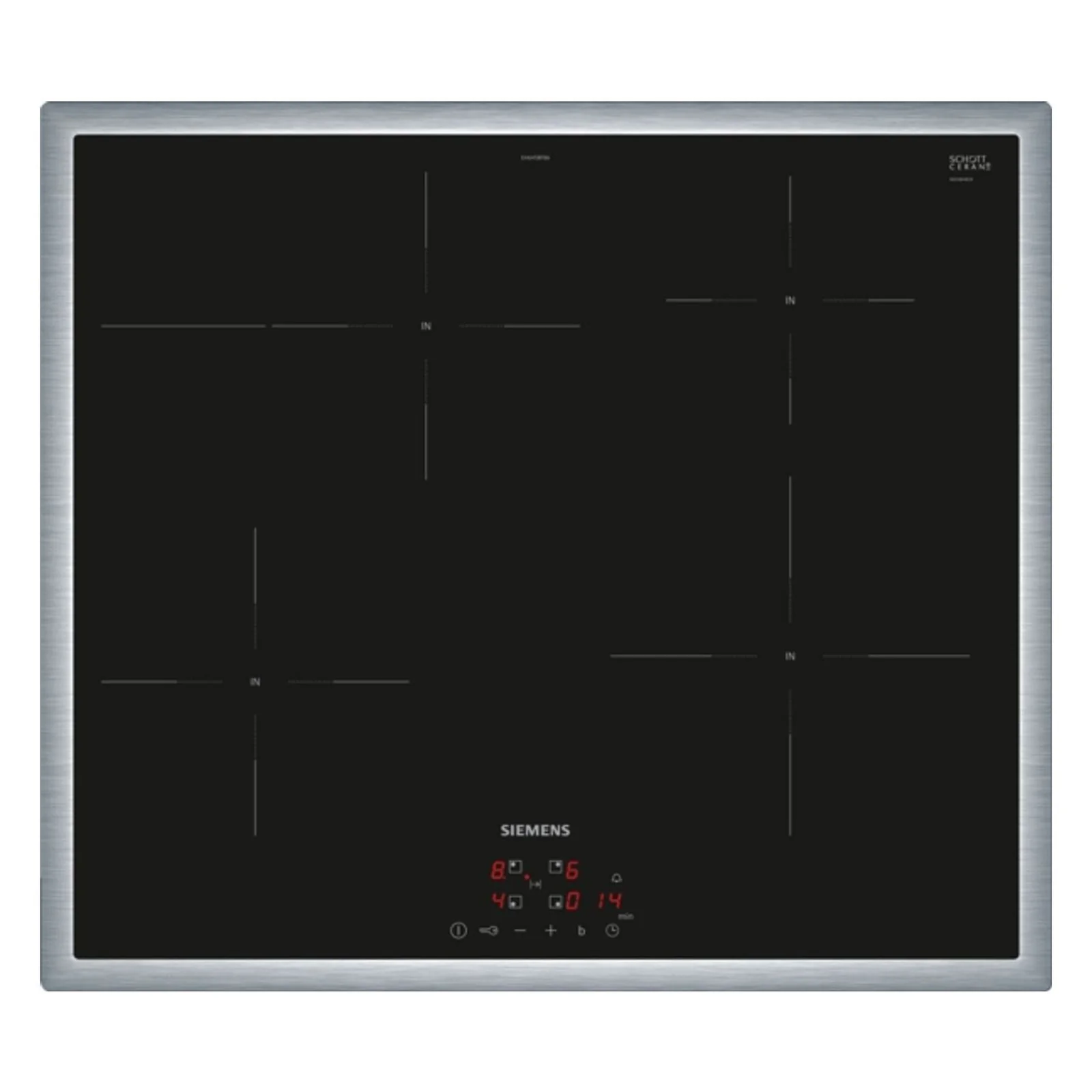 Siemens iQ300 EH645BFB6E Induktionskochfeld integriert 60cm 4 Zonen Schwarz, Edelstahl