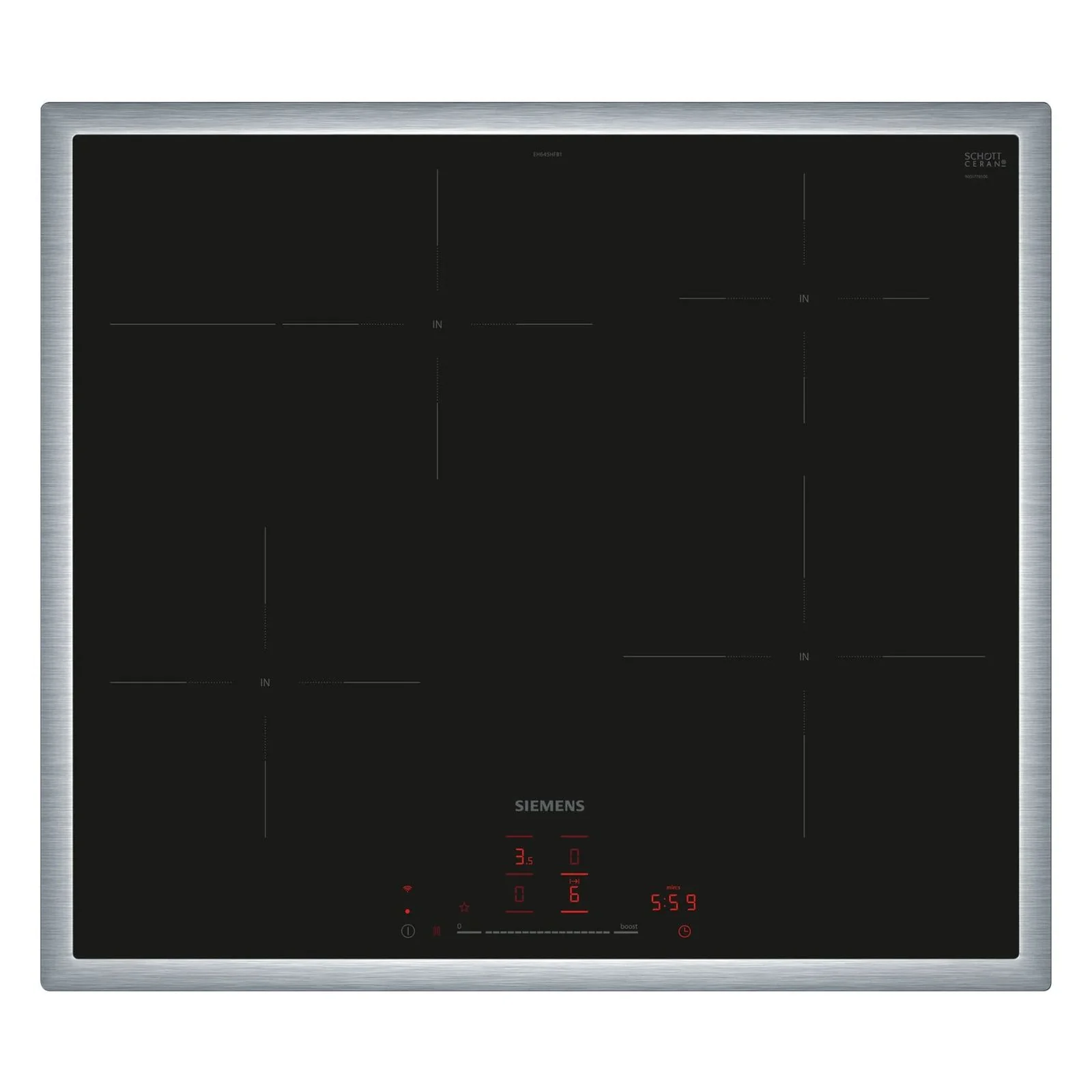 Siemens iQ300 EH645HFB1E Induktionskochfeld integriert 60cm 4 Zonen Schwarz