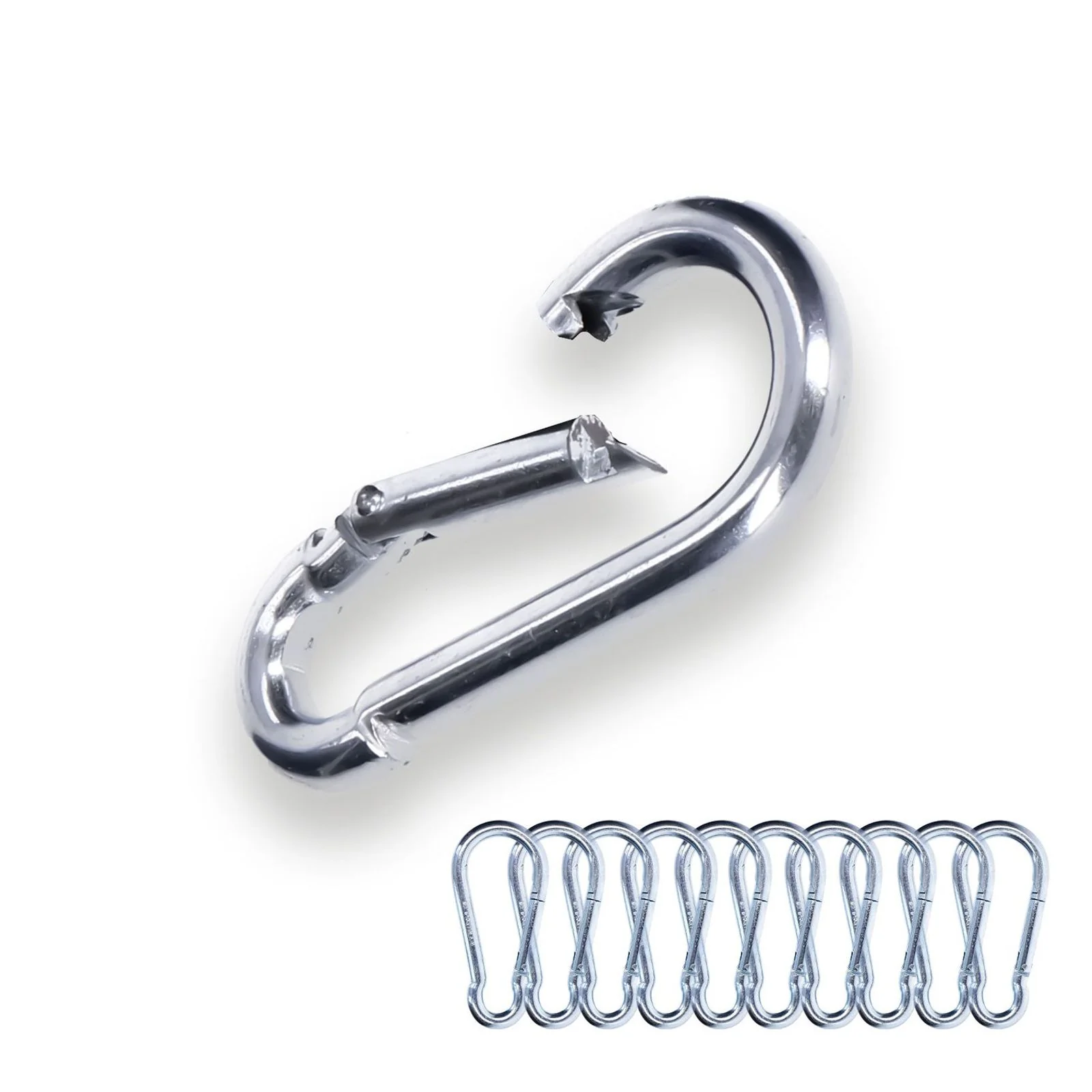 10x Karabinerhaken 5 x 50 mm verzinkt DIN5299 C-Form (Birne) rostfrei Schnapphaken bis 120kg - Image 2