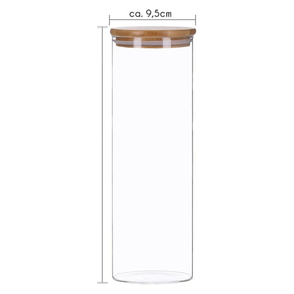 TP 4er Set Vorratsglas mit Bambusdeckel, luftdicht stapelbar inkl. 8 Kreidetafelsticker und Stift - Image 2