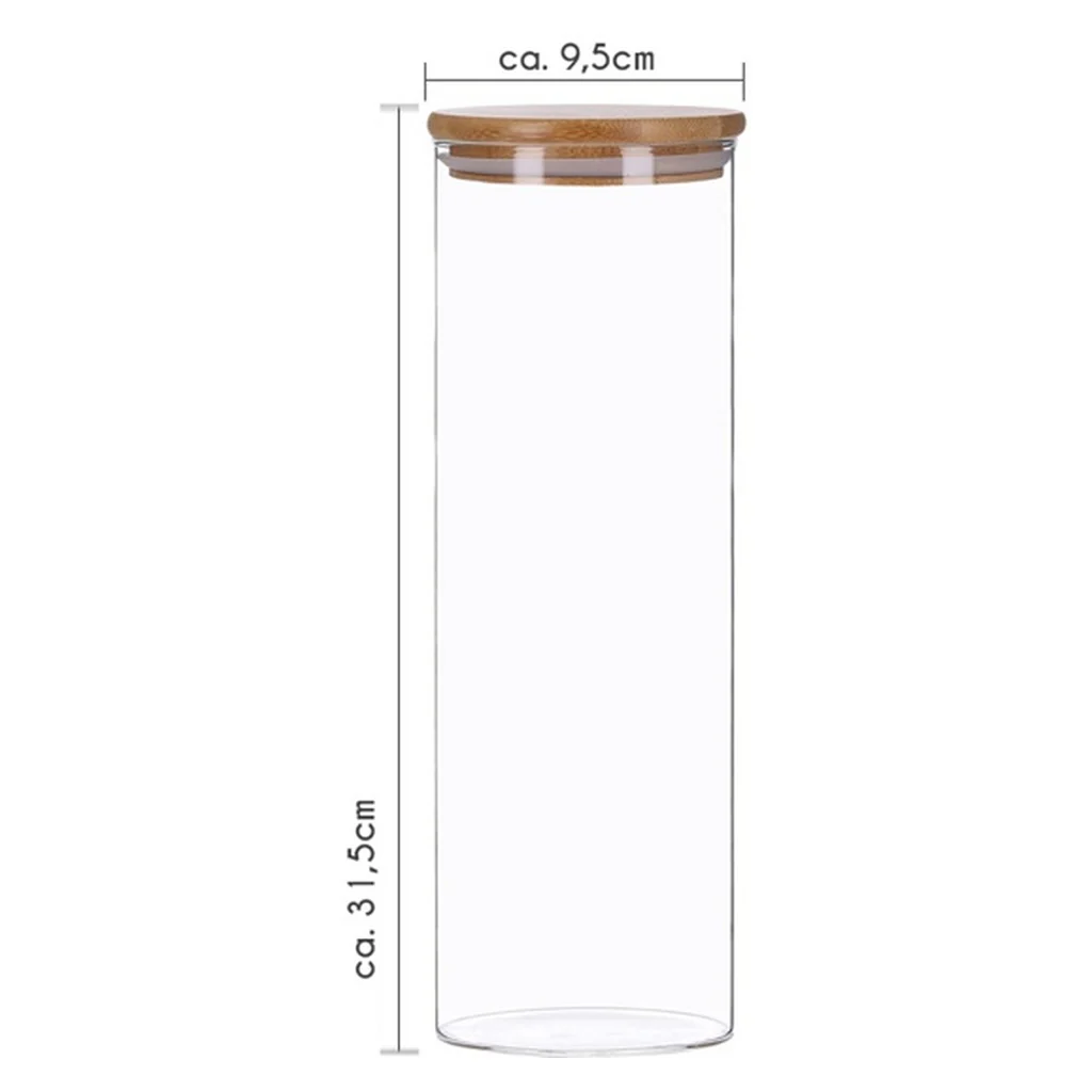 TP 6er Set Vorratsglas mit Bambusdeckel, luftdicht stapelbar inkl. 8 Kreidetafelsticker und Stift - Image 2